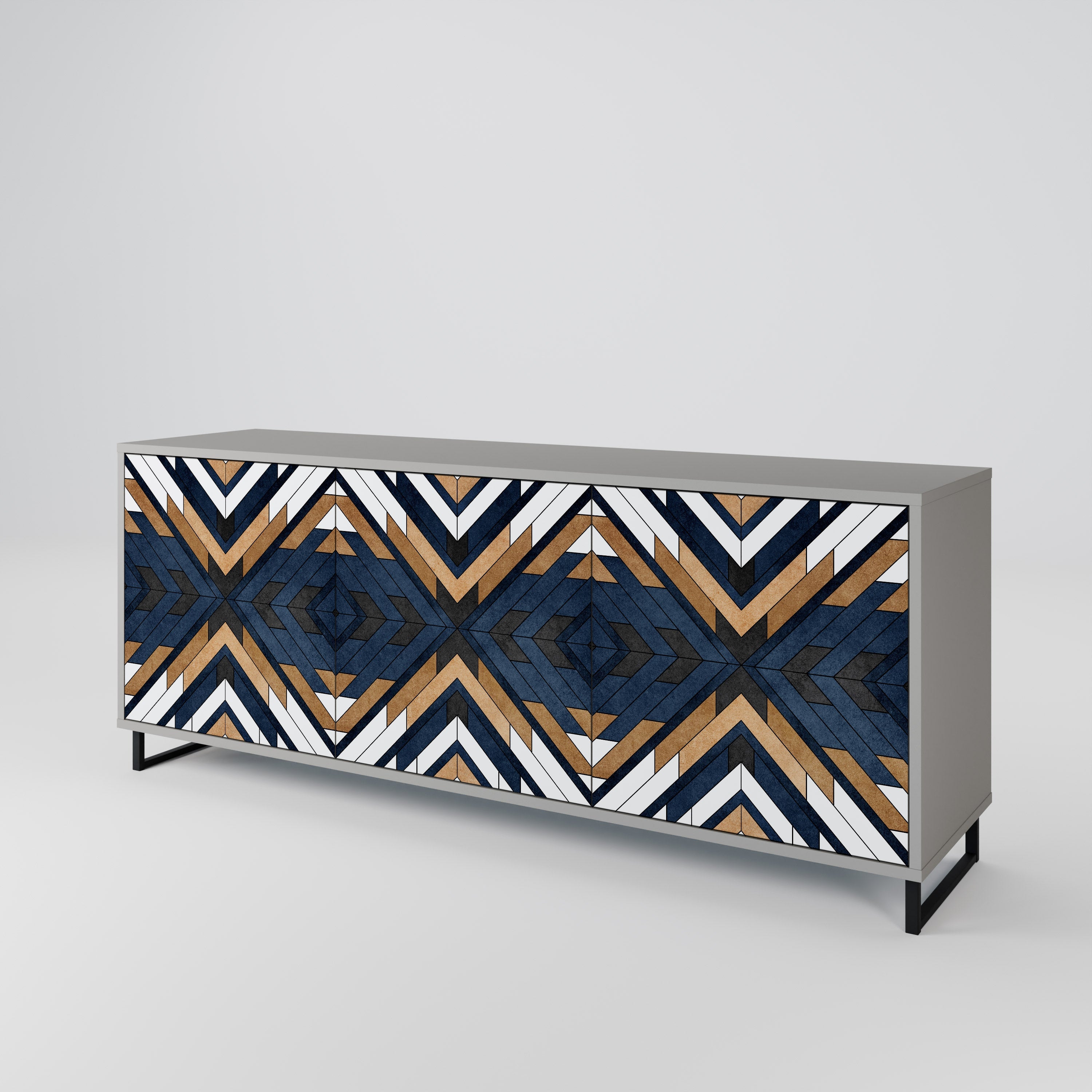 ARTFUL GEOMETRY 3-Door Sideboard in Grey Finish
