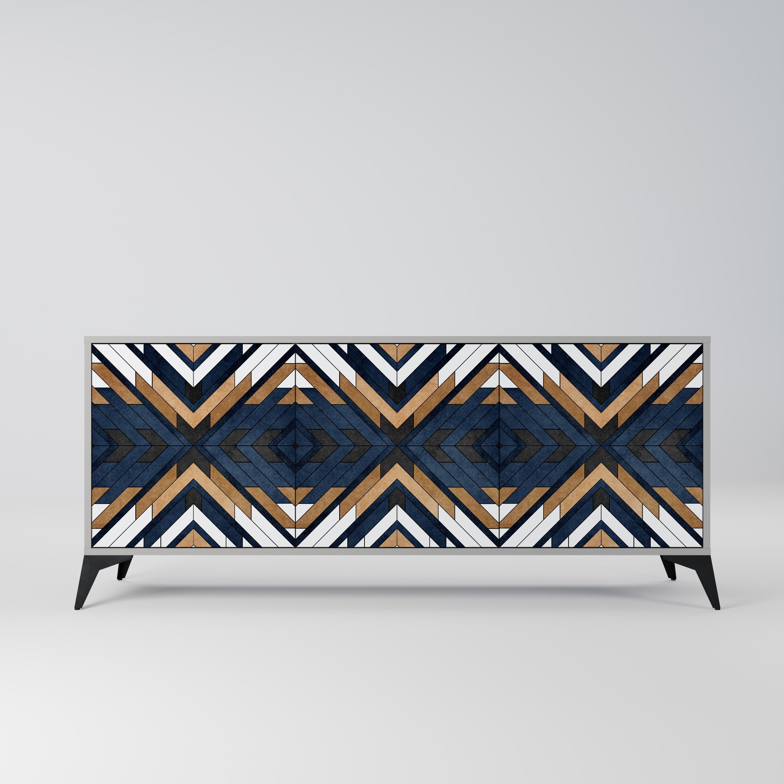 ARTFUL GEOMETRY 3-Door Sideboard in Grey Finish
