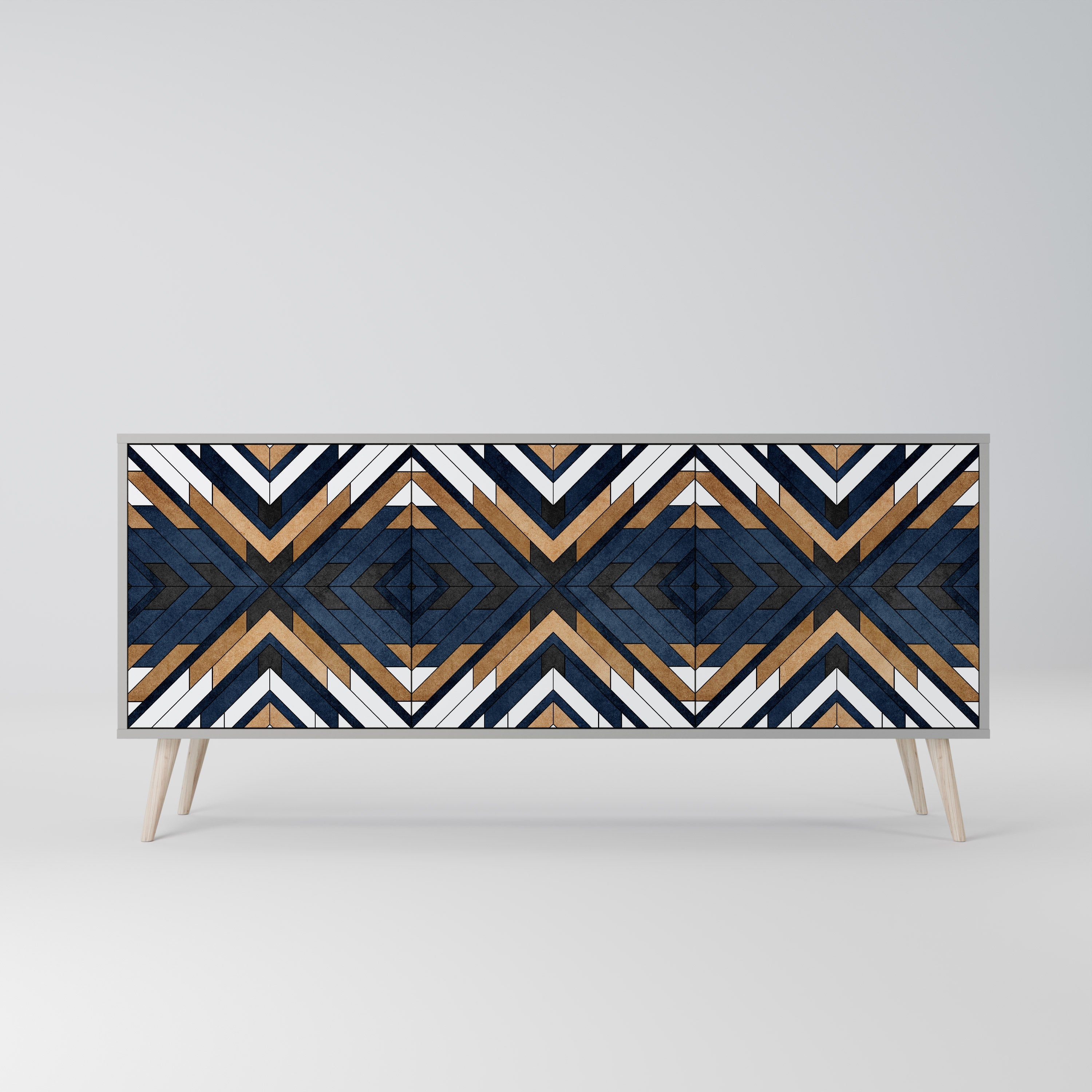 ARTFUL GEOMETRY 3-Door Sideboard in Grey Finish