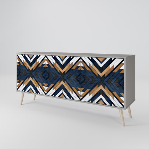 ARTFUL GEOMETRY Sideboard mit 3 Türen in Grau