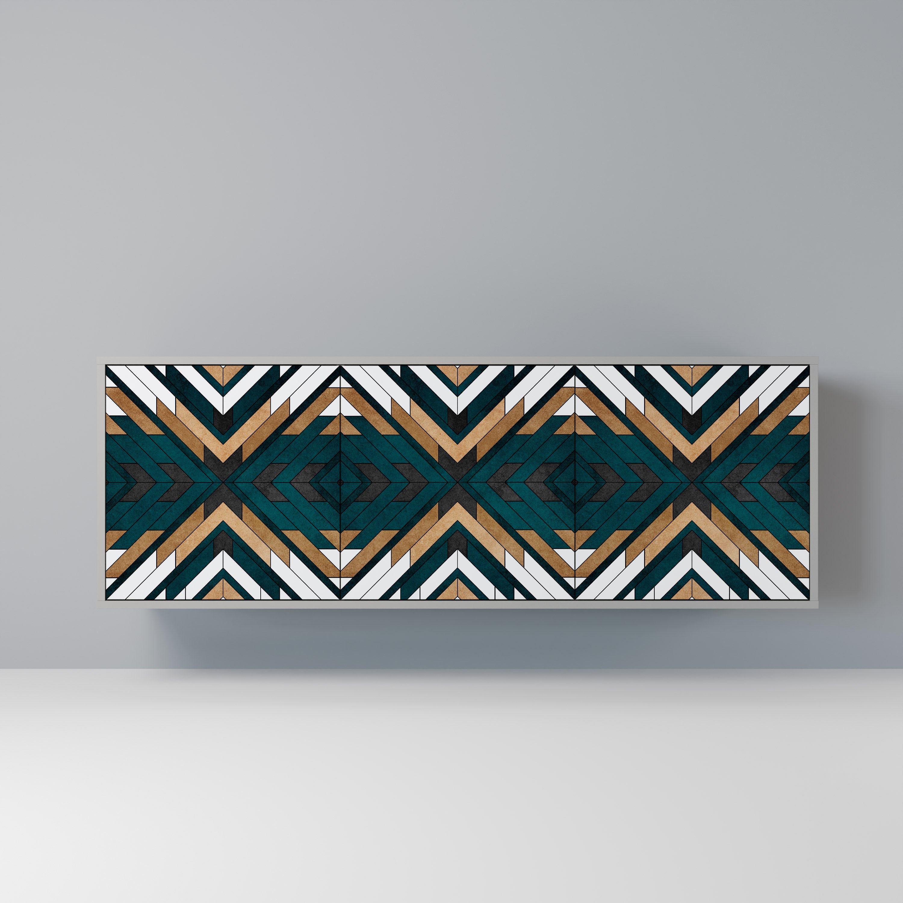 ARTISTIC GEOMETRY 3-Door Sideboard in Grey Finish