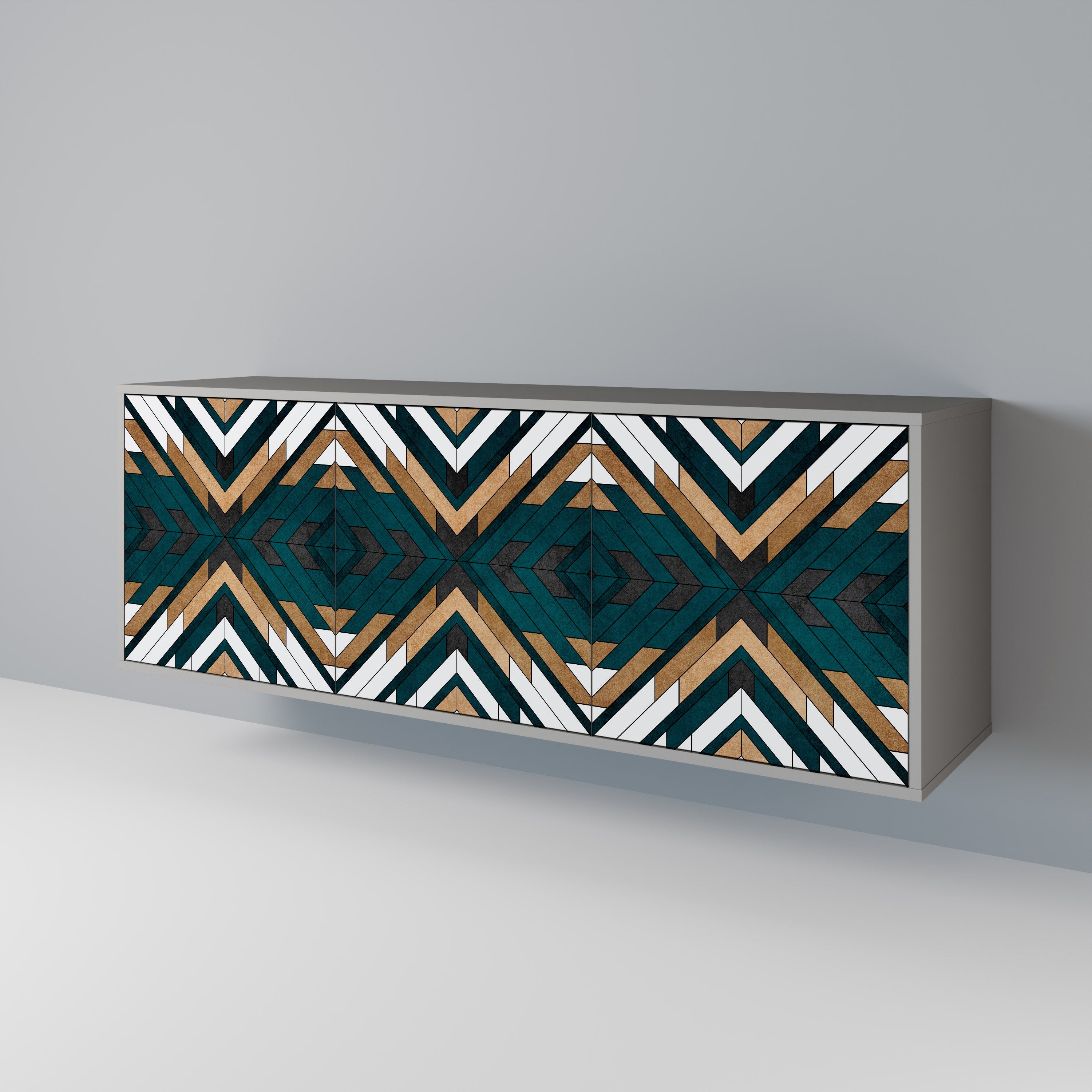 ARTISTIC GEOMETRY 3-Door Sideboard in Grey Finish
