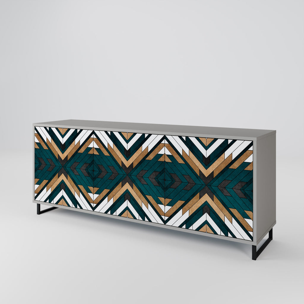 ARTISTIC GEOMETRY Sideboard mit 3 Türen in grauem Finish