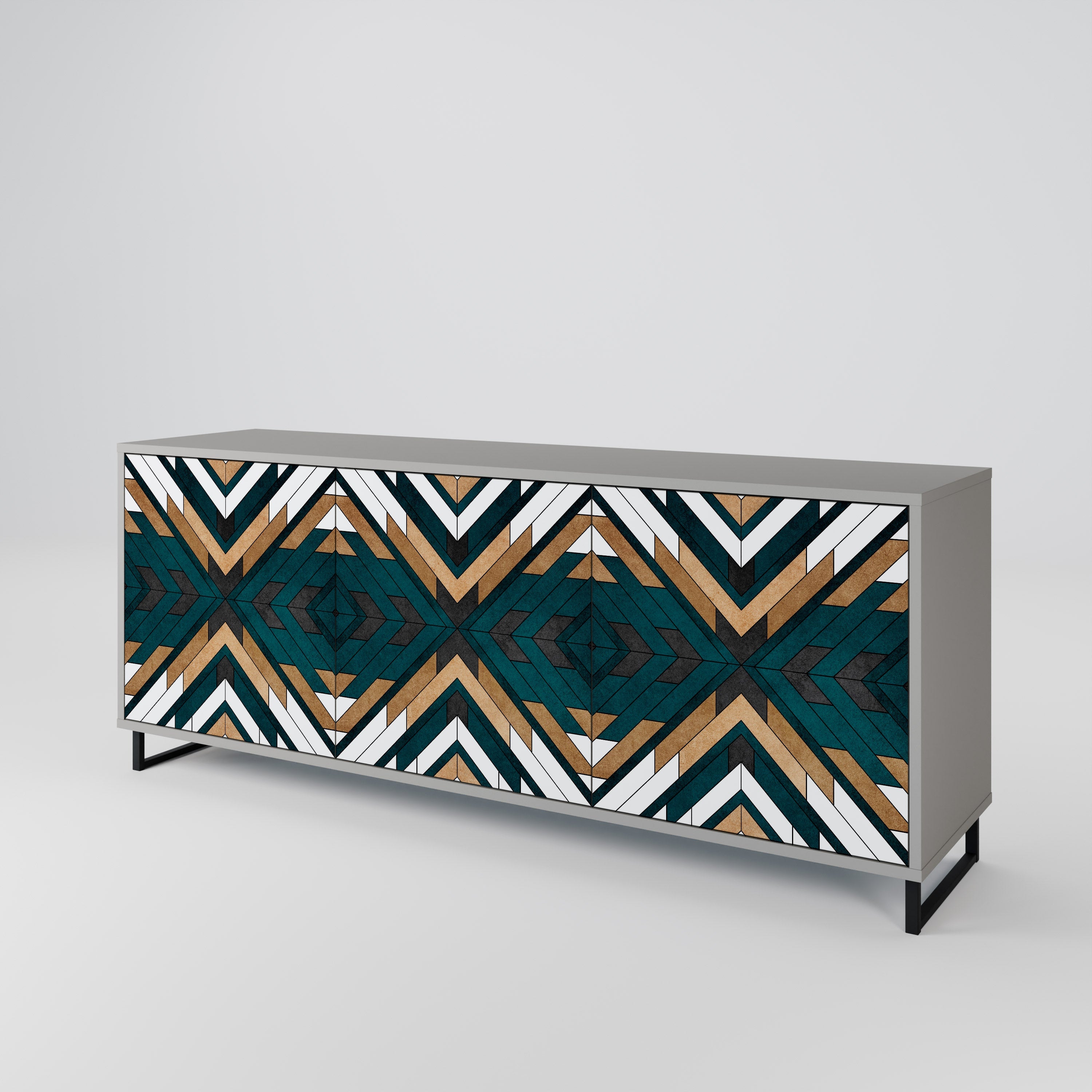 ARTISTIC GEOMETRY 3-Door Sideboard in Grey Finish