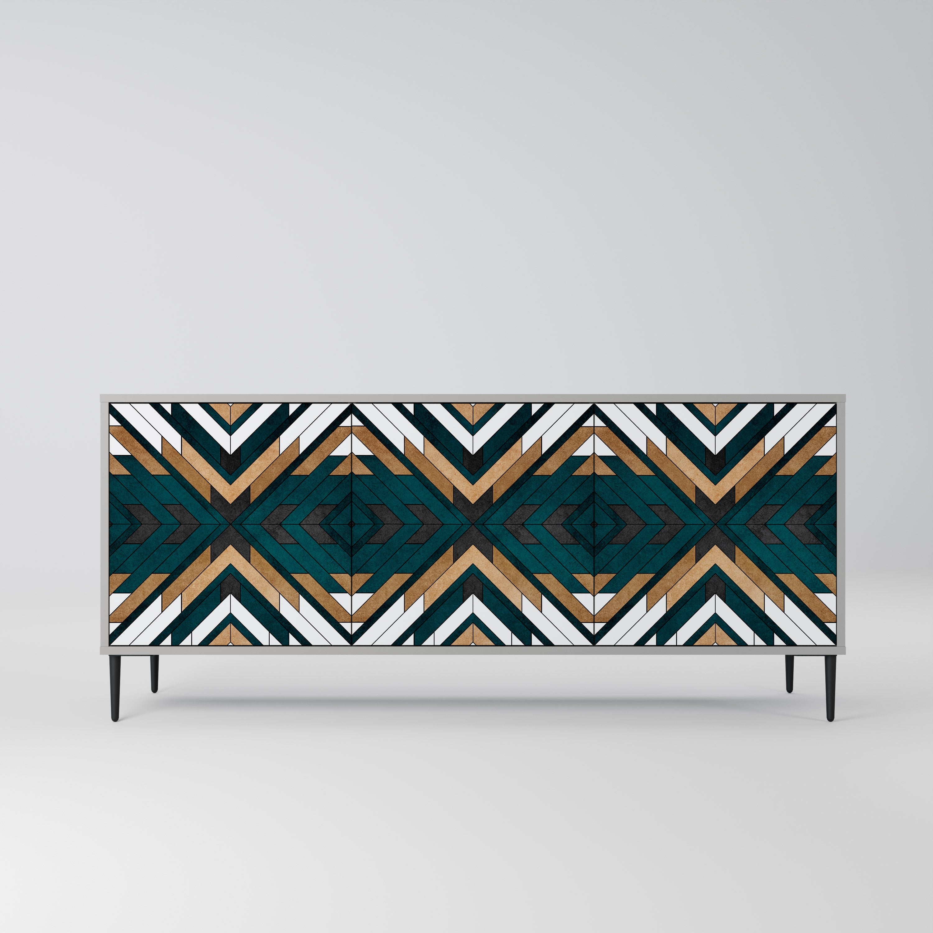 ARTISTIC GEOMETRY 3-Door Sideboard in Grey Finish