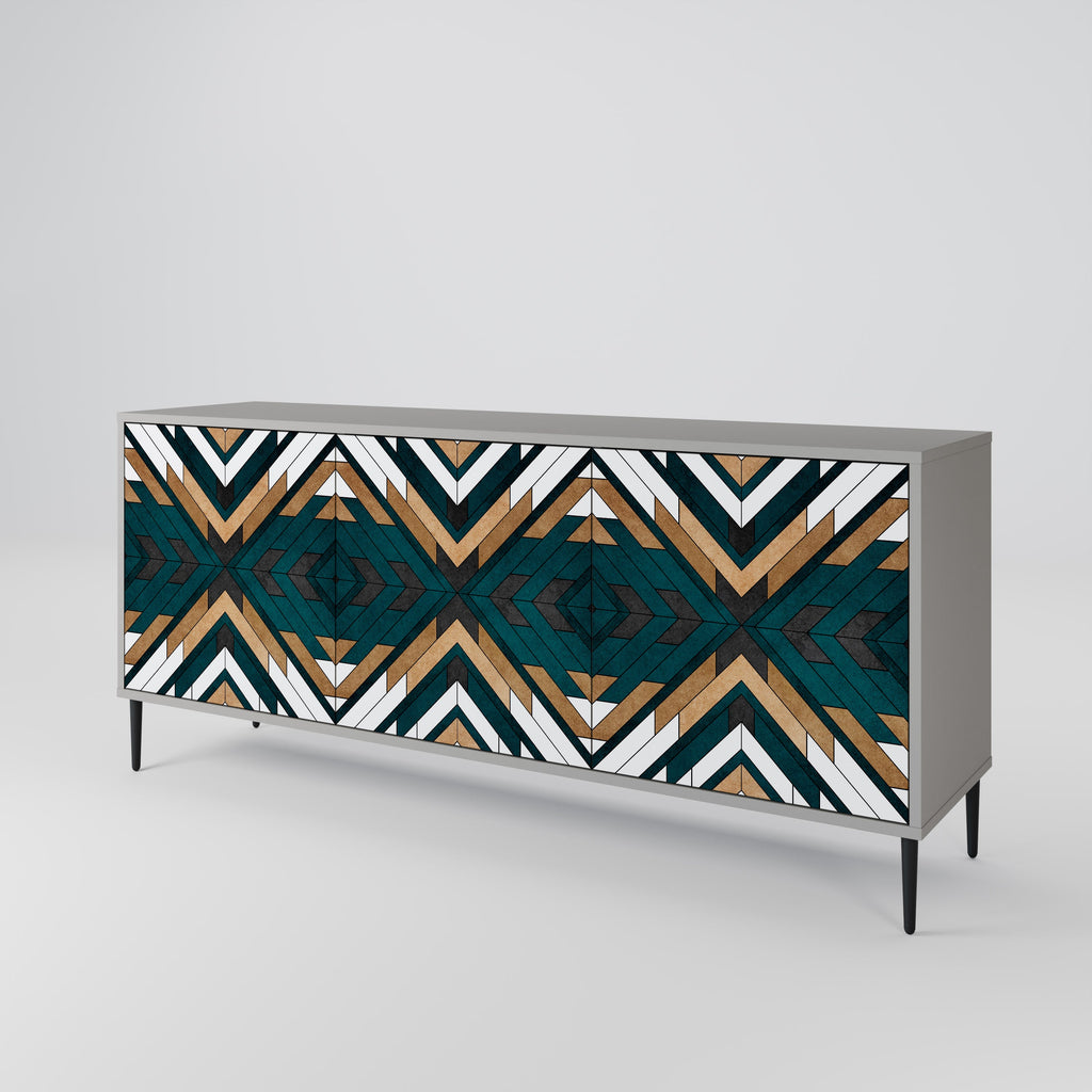 ARTISTIC GEOMETRY Sideboard mit 3 Türen in grauem Finish