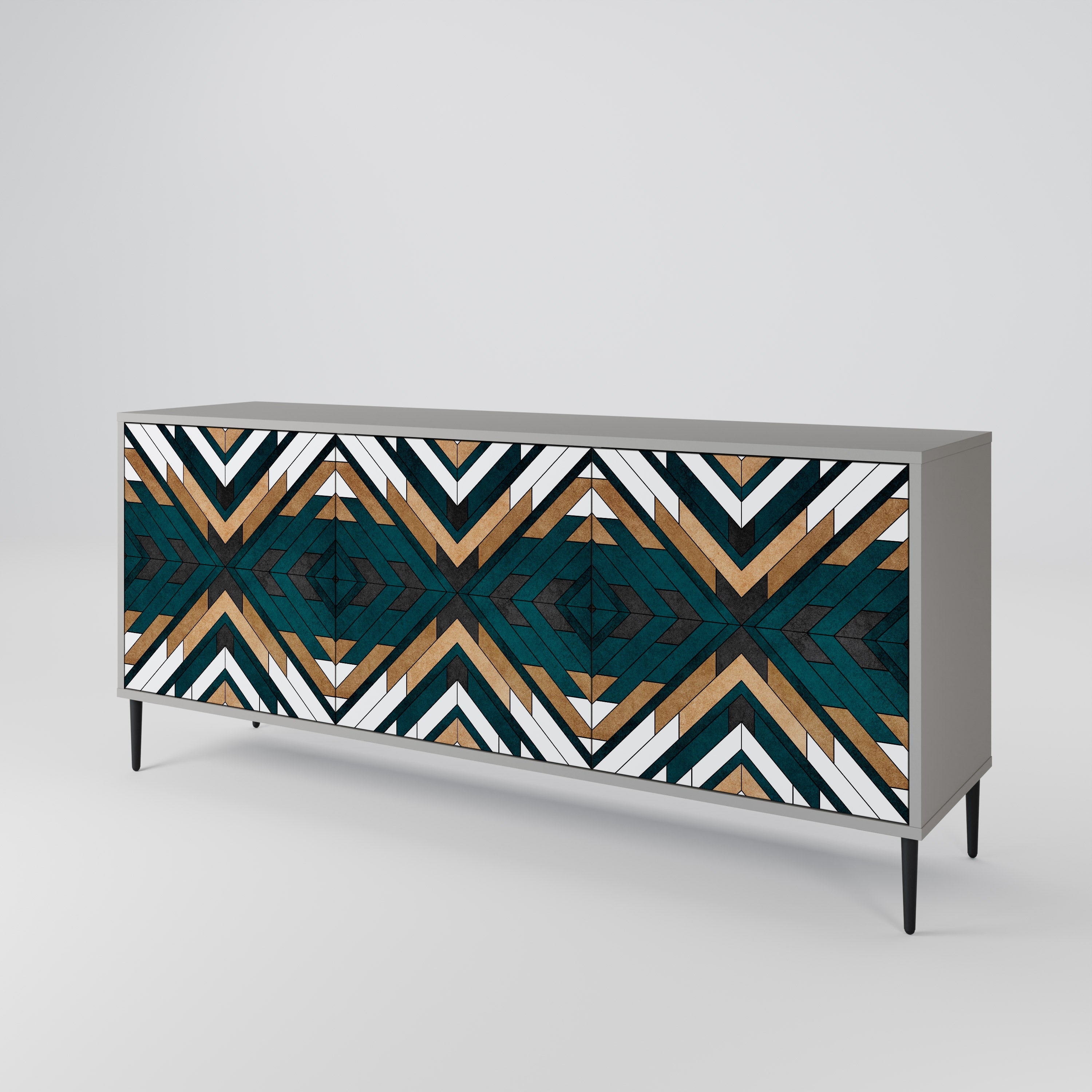 ARTISTIC GEOMETRY 3-Door Sideboard in Grey Finish