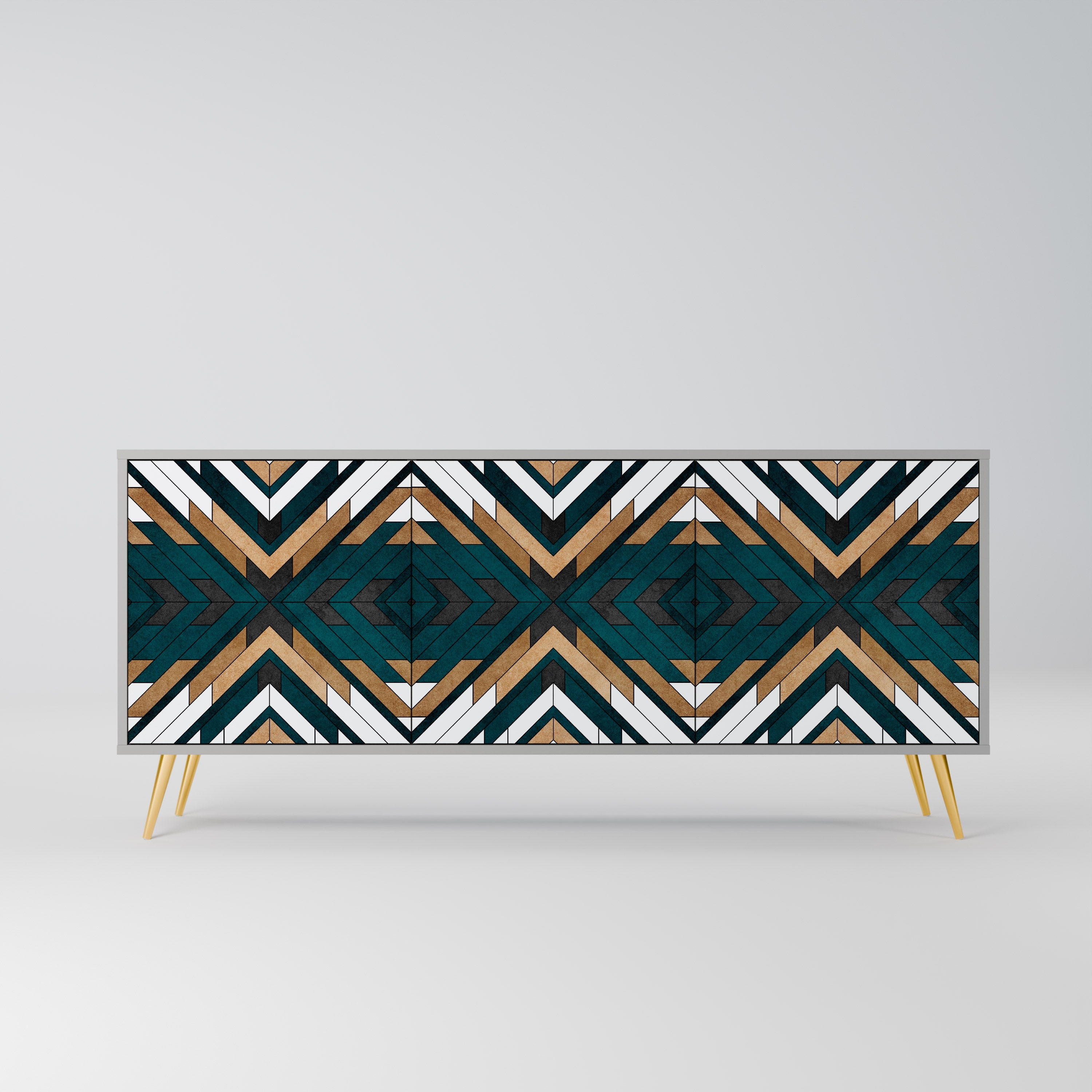 ARTISTIC GEOMETRY 3-Door Sideboard in Grey Finish