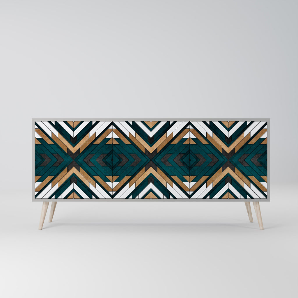 ARTISTIC GEOMETRY Sideboard mit 3 Türen in grauem Finish