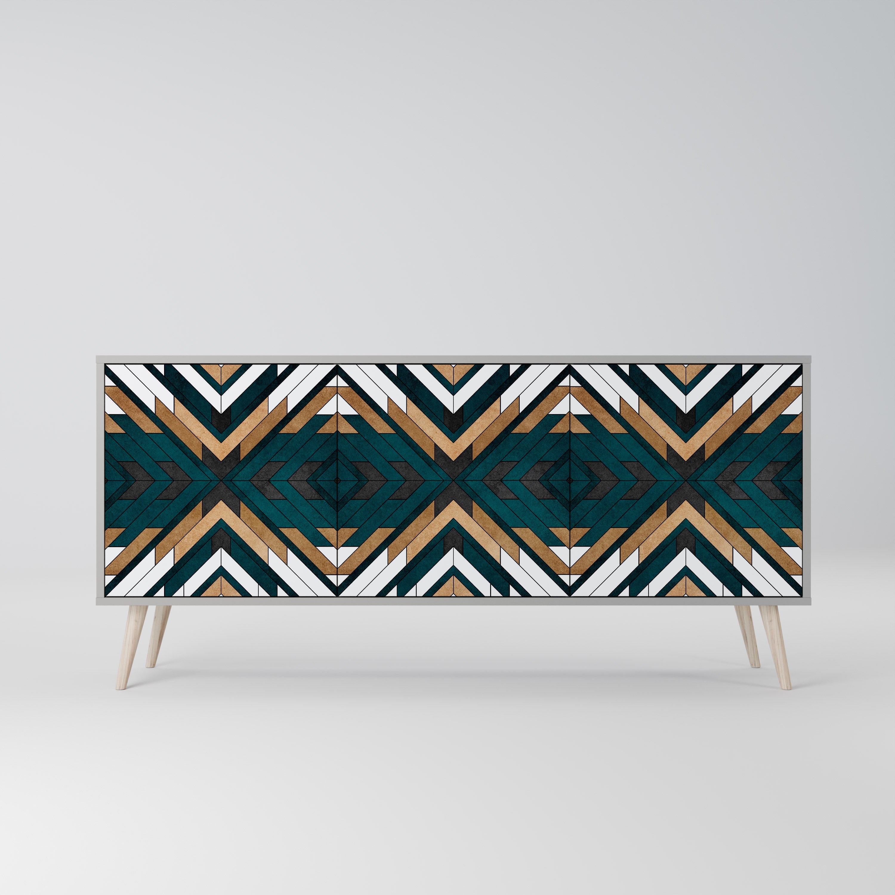ARTISTIC GEOMETRY 3-Door Sideboard in Grey Finish