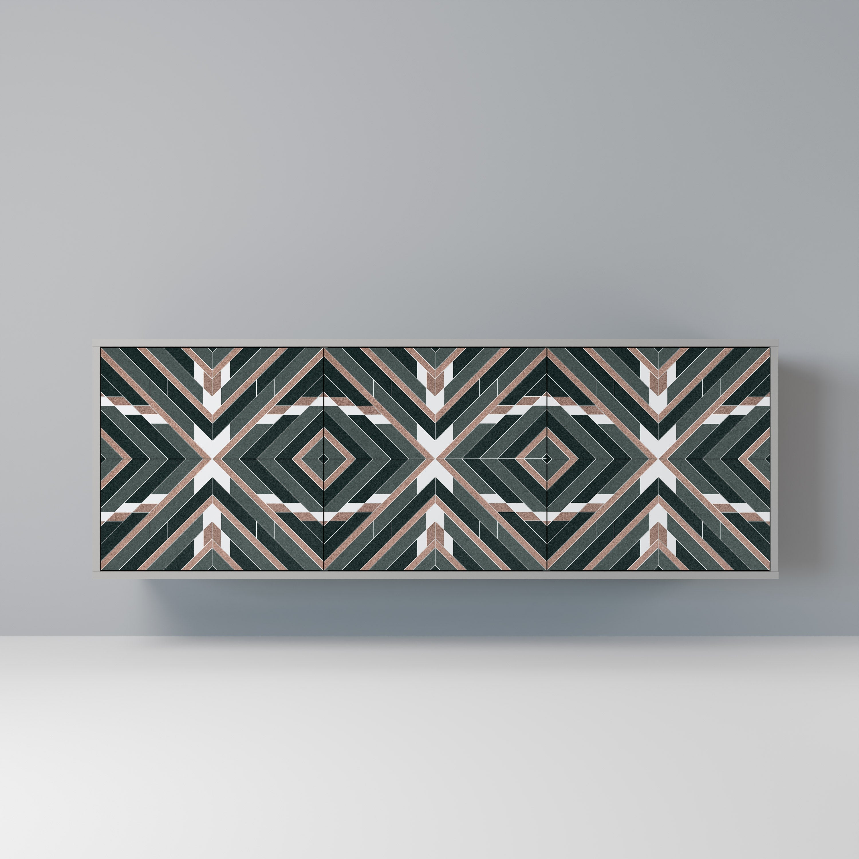 DIMENSION DELIGHTS 3-Door Sideboard in Grey Finish