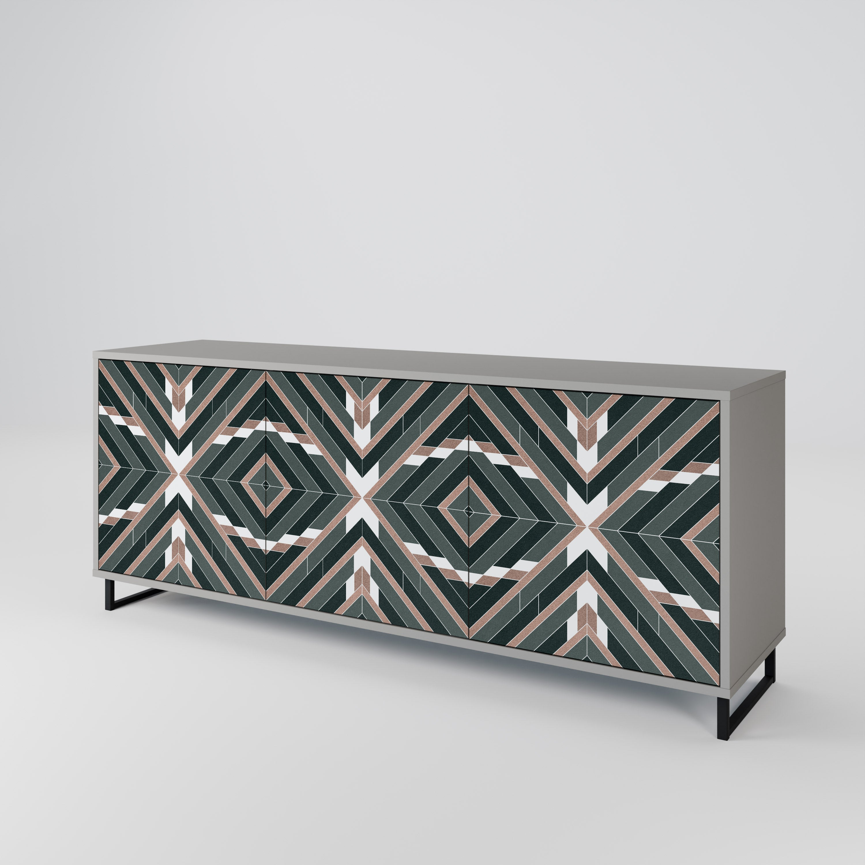 DIMENSION DELIGHTS 3-Door Sideboard in Grey Finish
