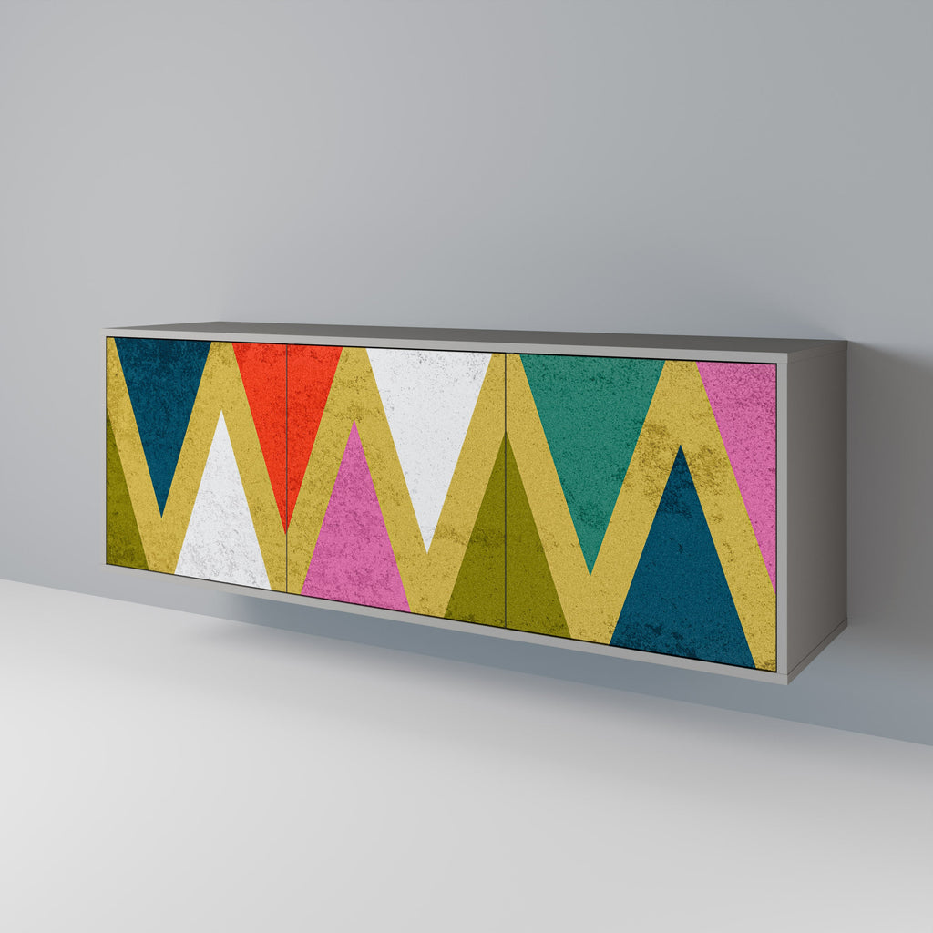 COLORFUL TRIANGLES 3-türiges Sideboard in grauer Ausführung