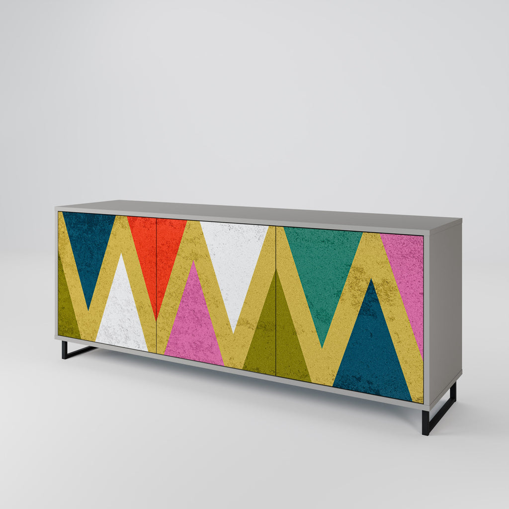 COLORFUL TRIANGLES 3-türiges Sideboard in grauer Ausführung