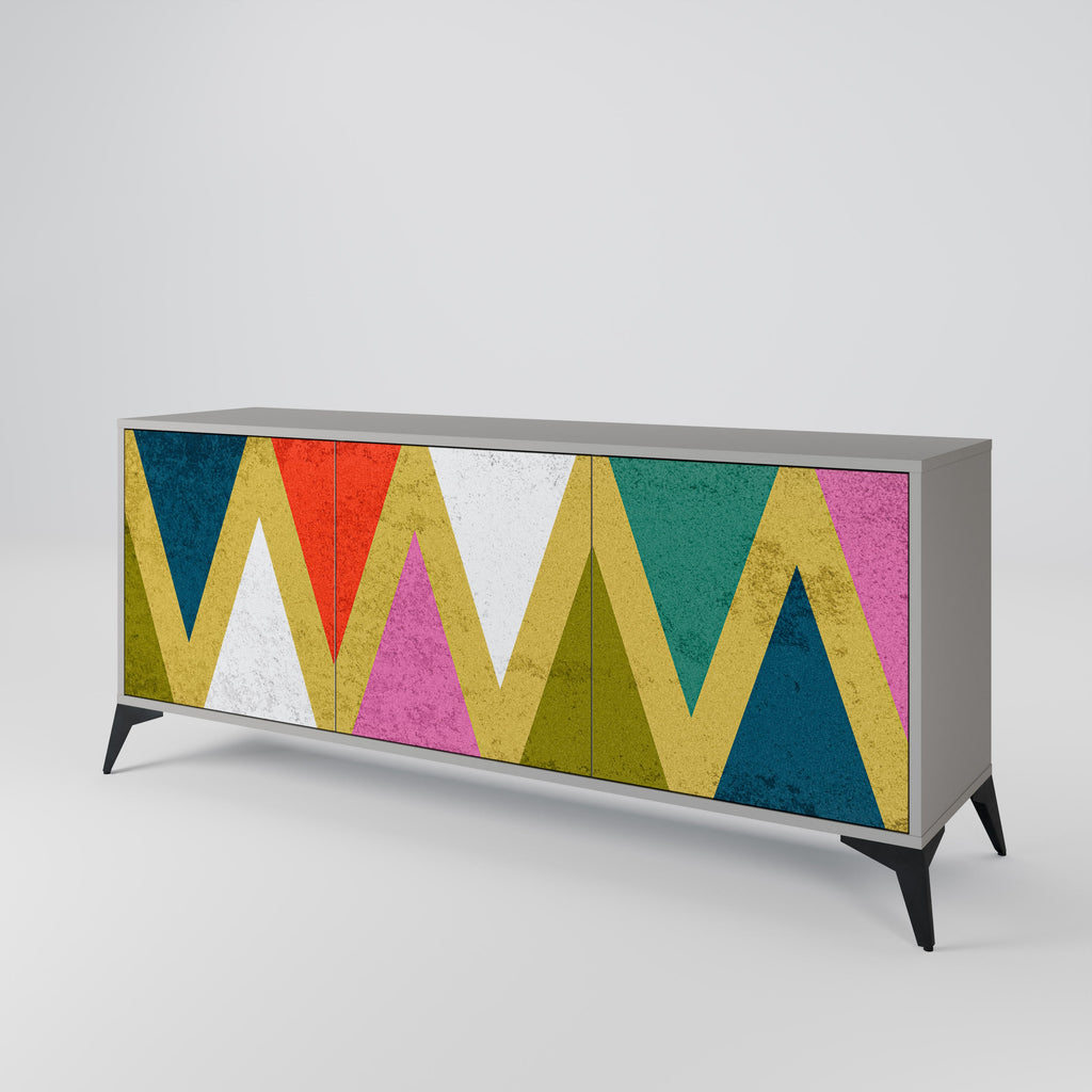 COLORFUL TRIANGLES 3-türiges Sideboard in grauer Ausführung