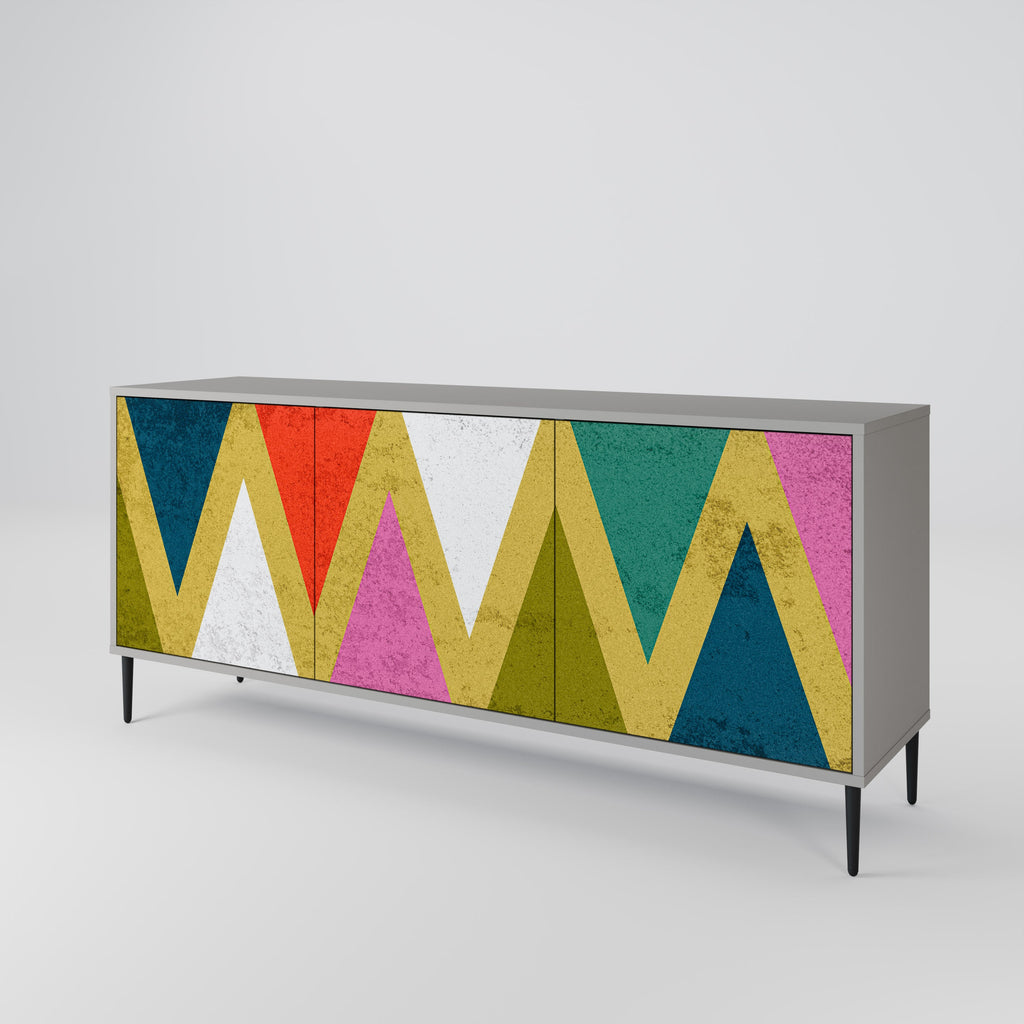 COLORFUL TRIANGLES 3-türiges Sideboard in grauer Ausführung