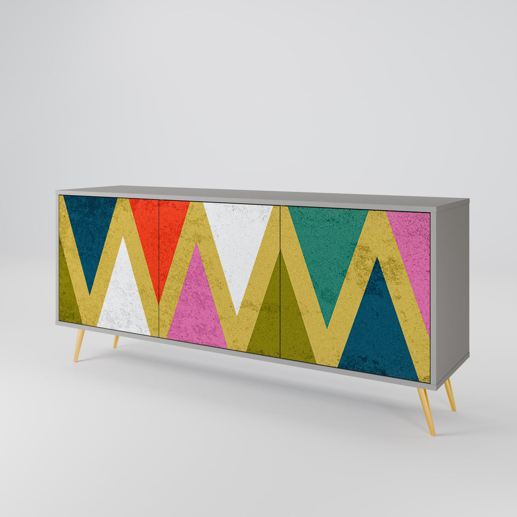 COLORFUL TRIANGLES 3-türiges Sideboard in grauer Ausführung
