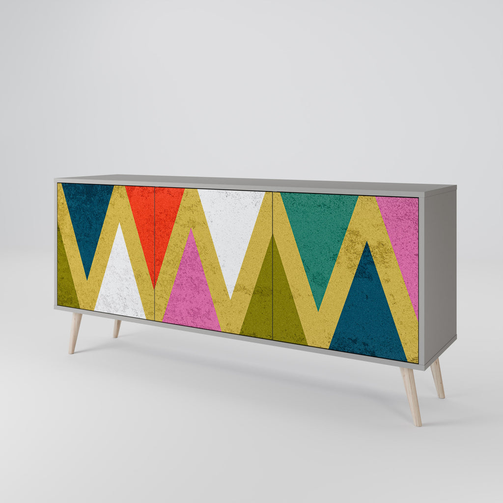 COLORFUL TRIANGLES 3-türiges Sideboard in grauer Ausführung