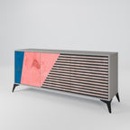 GLAMOROUS STRIPE Sideboard mit 3 Türen in Grau