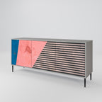 GLAMOROUS STRIPE Sideboard mit 3 Türen in Grau