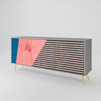 GLAMOROUS STRIPE Sideboard mit 3 Türen in Grau