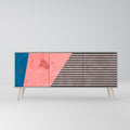 GLAMOROUS STRIPE Sideboard mit 3 Türen in Grau