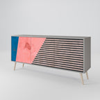 GLAMOROUS STRIPE Sideboard mit 3 Türen in Grau