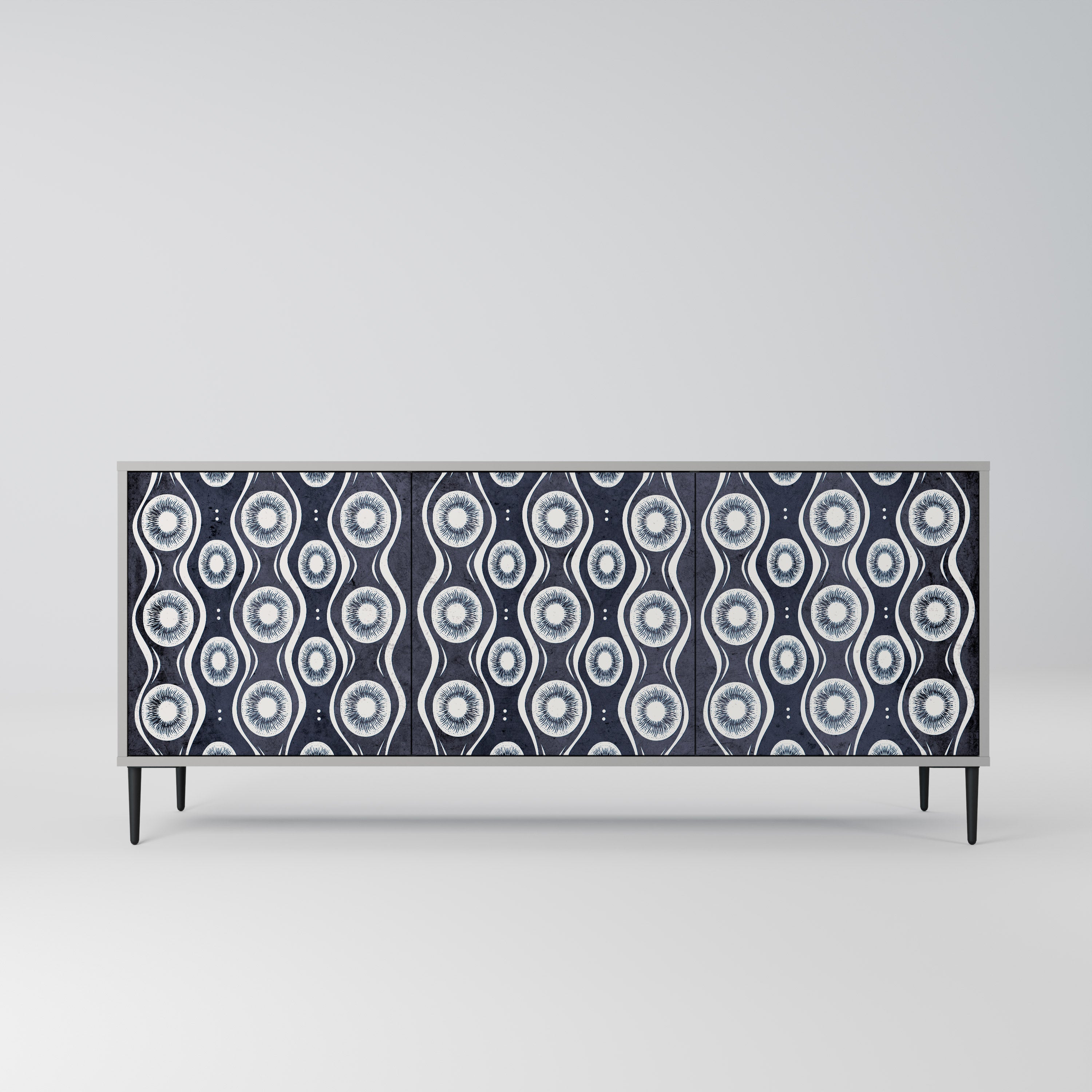 GRAPHITE EYES 3-Door Sideboard in Grey Finish