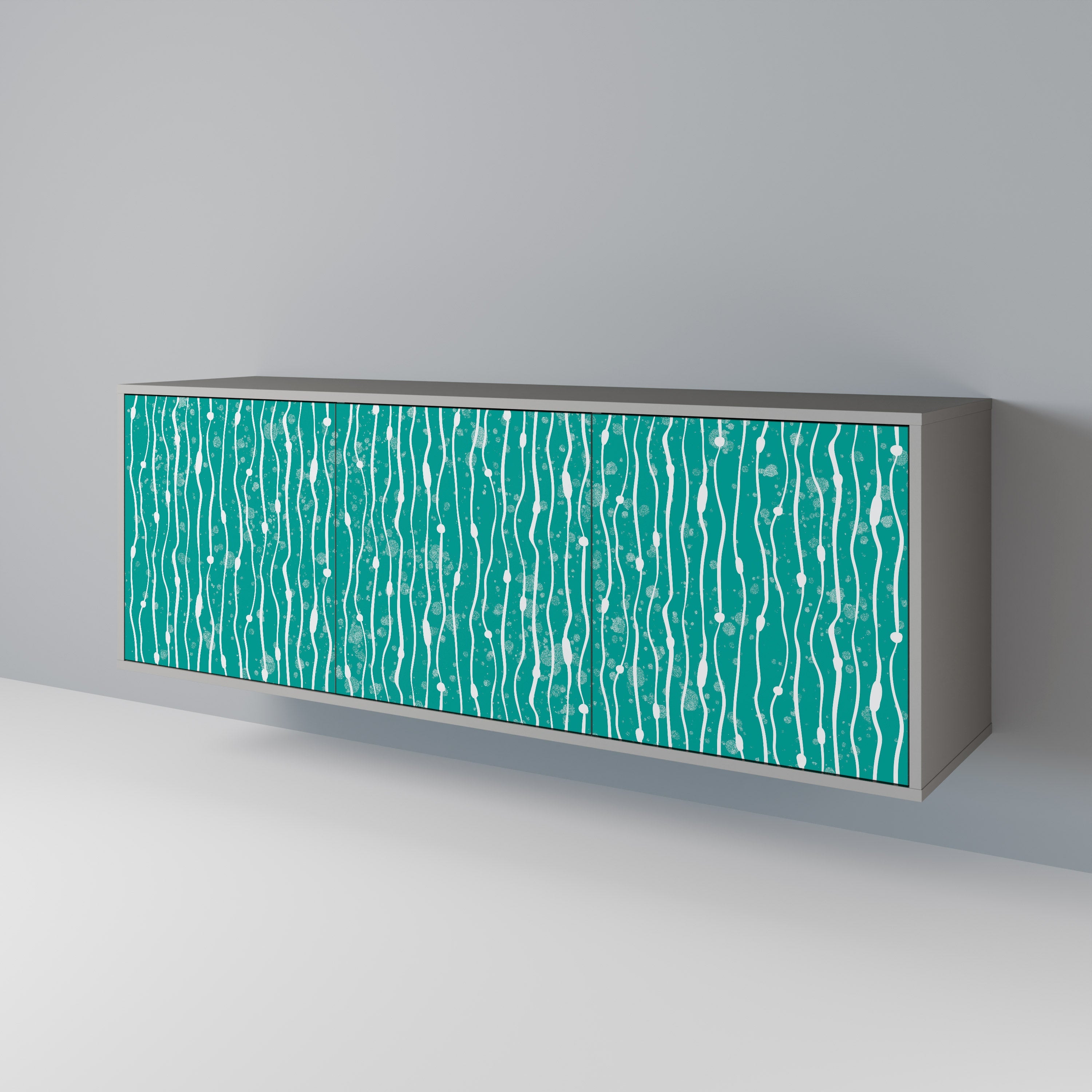 TURQUOISE RAIN 3-türiges Sideboard in grauem Finish