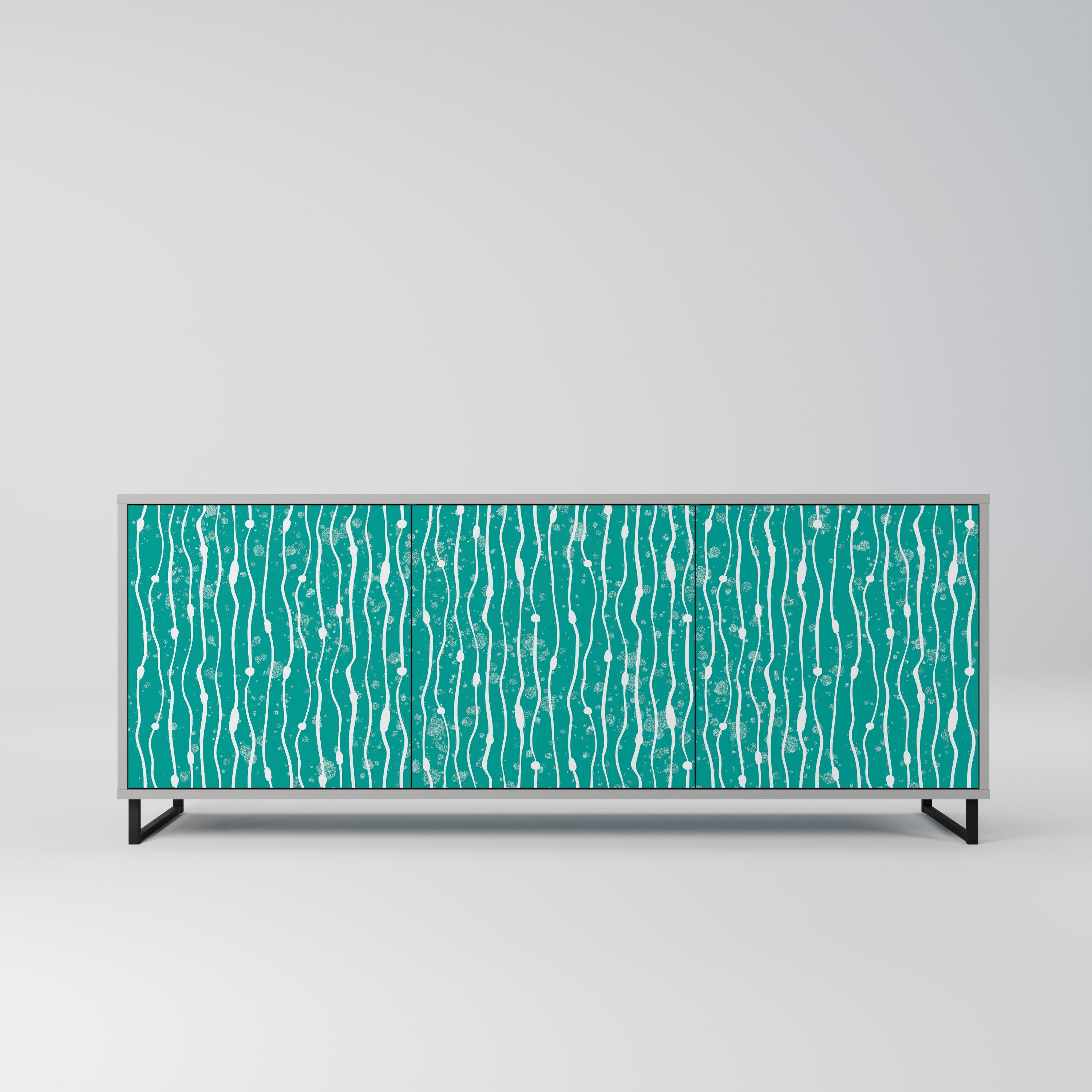 TURQUOISE RAIN 3-türiges Sideboard in grauem Finish