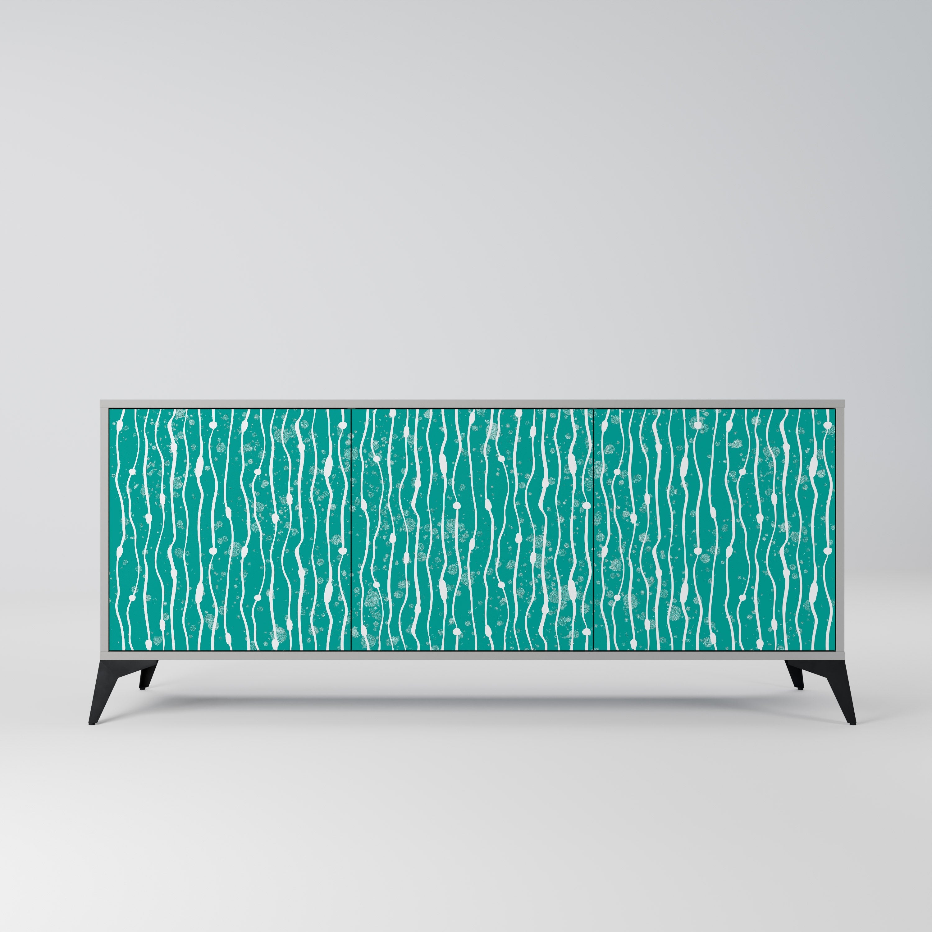 TURQUOISE RAIN 3-türiges Sideboard in grauem Finish