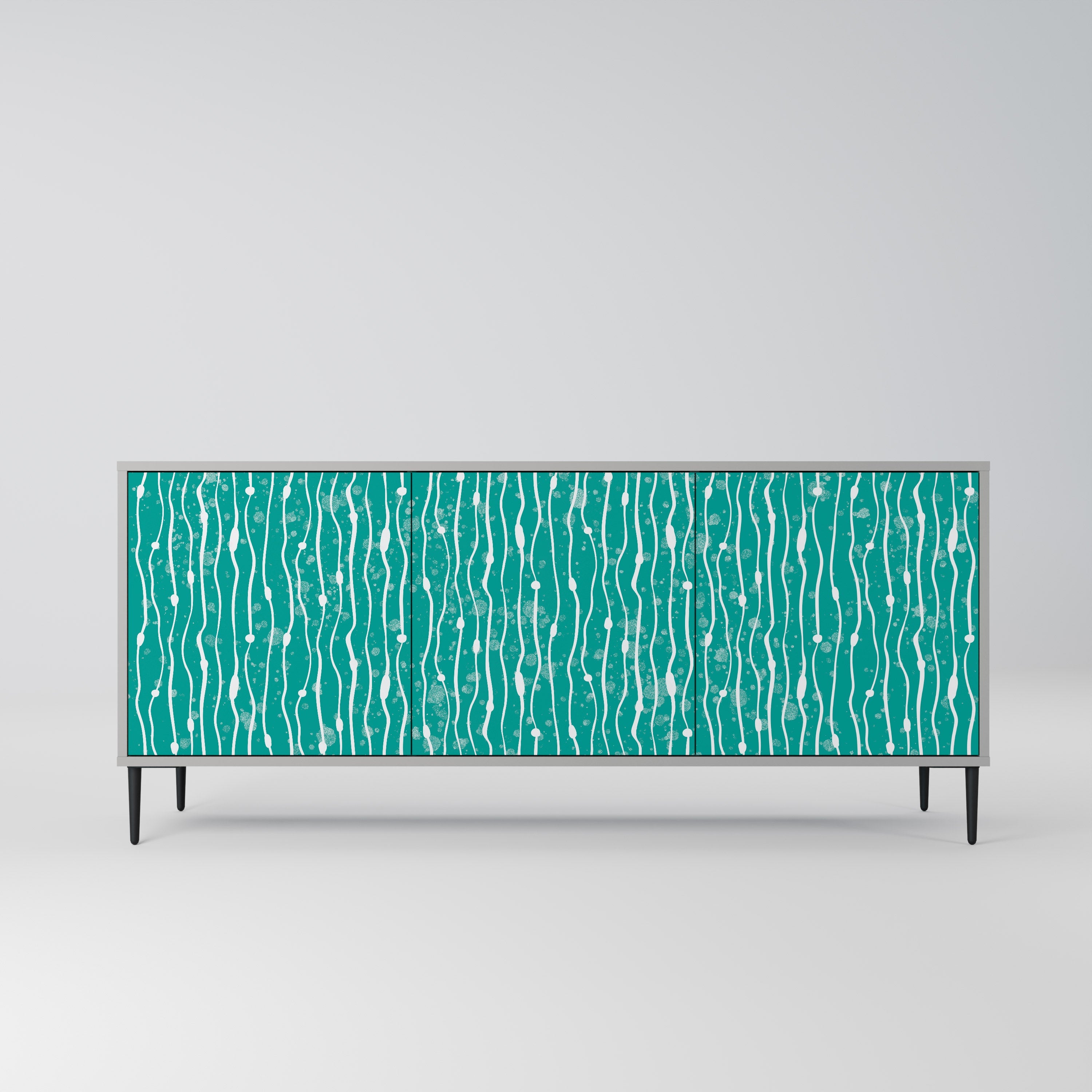 TURQUOISE RAIN 3-türiges Sideboard in grauem Finish