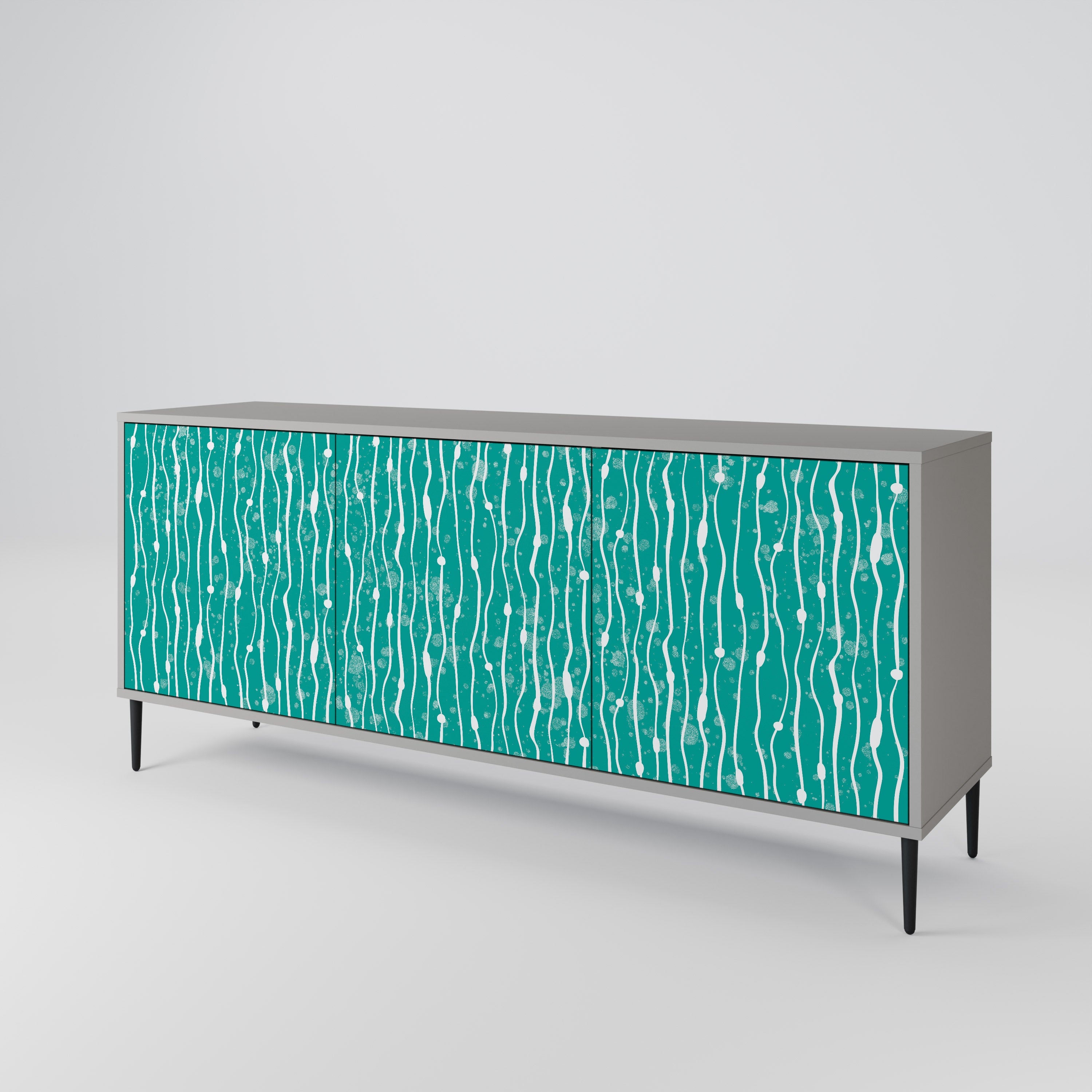 TURQUOISE RAIN 3-türiges Sideboard in grauem Finish