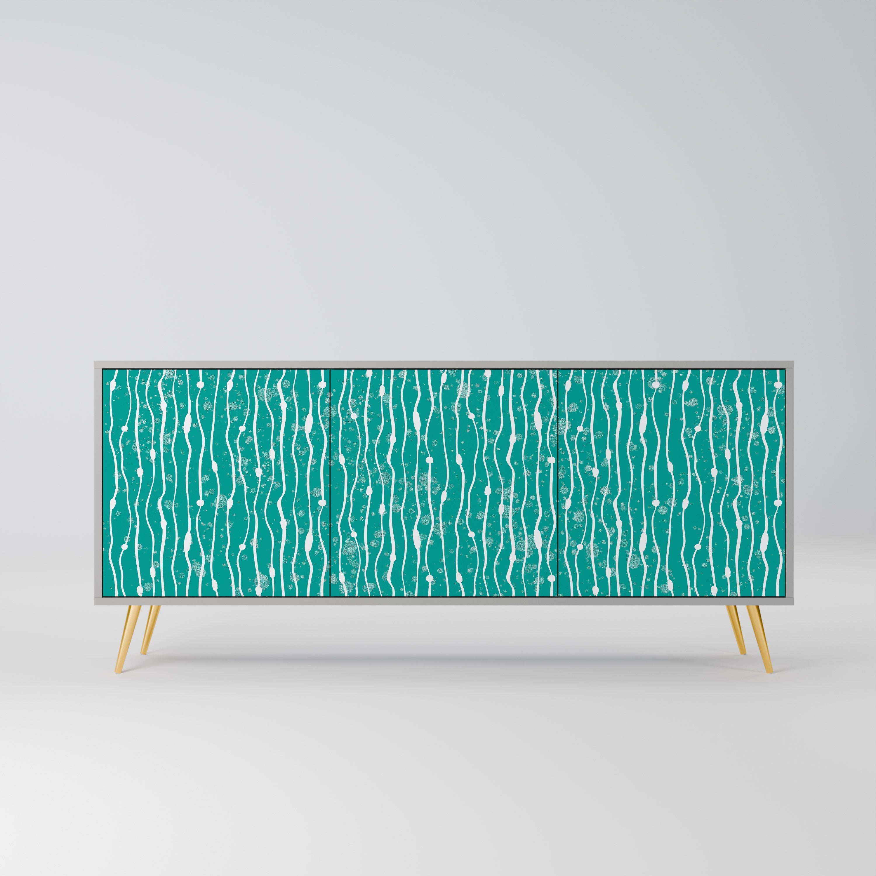 TURQUOISE RAIN 3-türiges Sideboard in grauem Finish