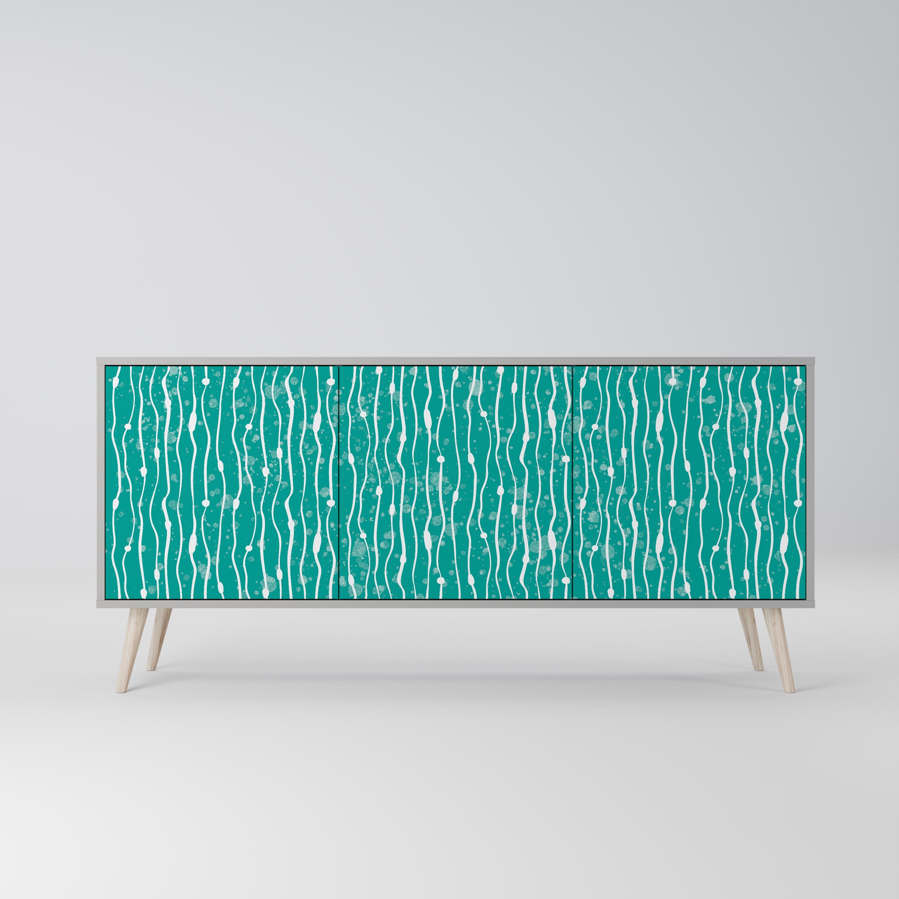 TURQUOISE RAIN 3-türiges Sideboard in grauem Finish