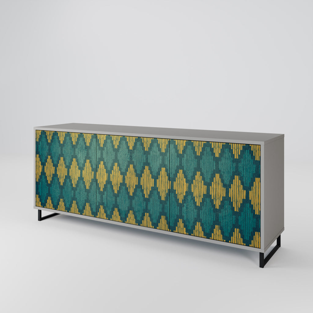 POLYGONS Sideboard mit 3 Türen in grauer Ausführung