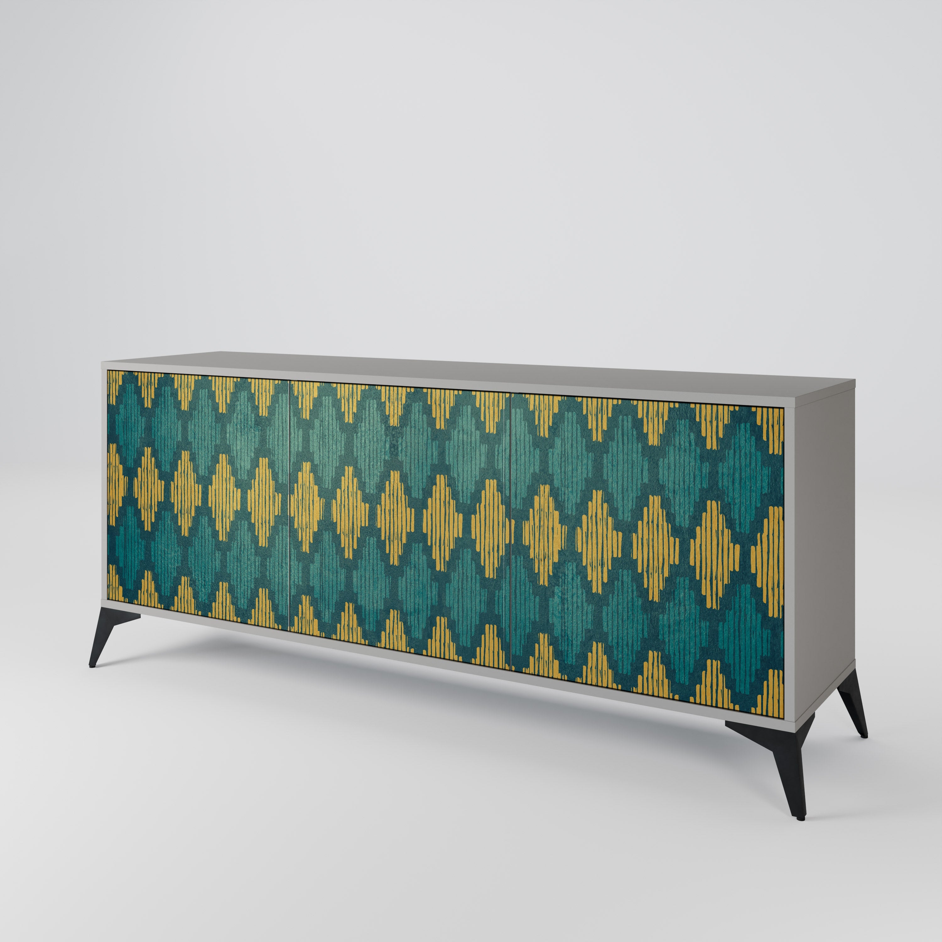 POLYGONS Sideboard mit 3 Türen in grauer Ausführung