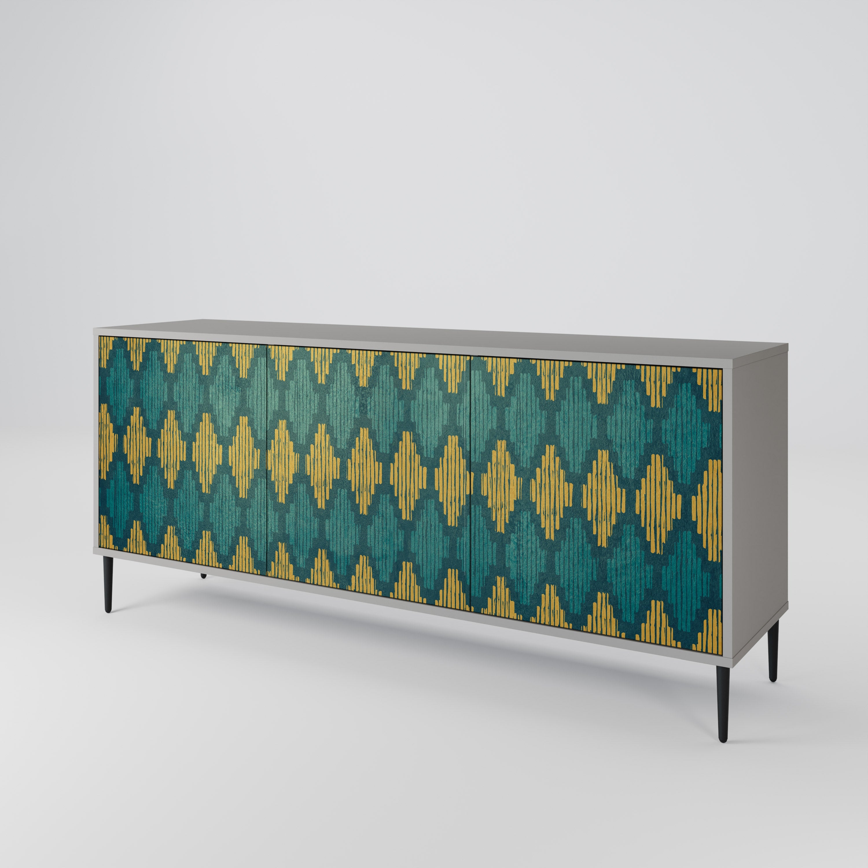 POLYGONS Sideboard mit 3 Türen in grauer Ausführung