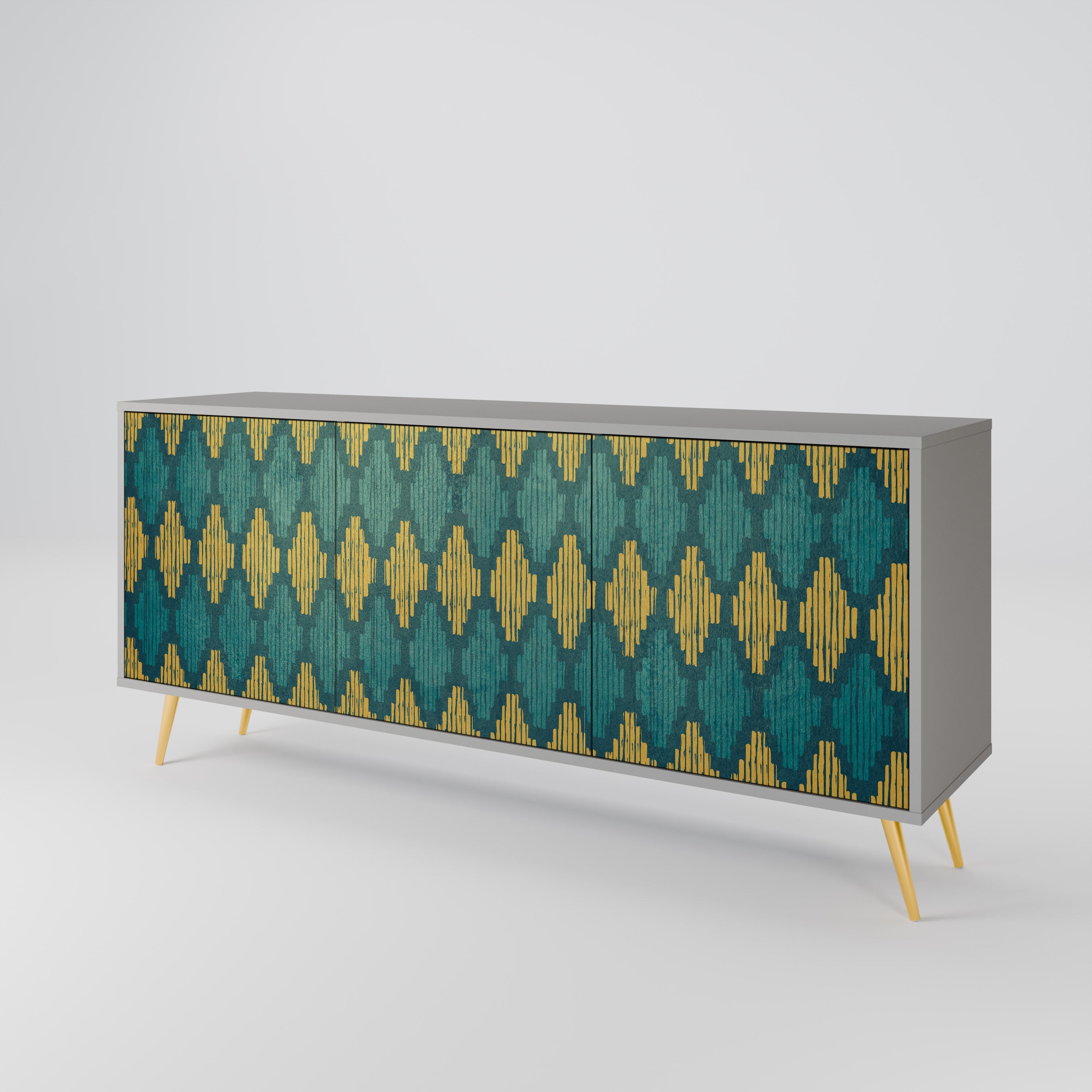 POLYGONS Sideboard mit 3 Türen in grauer Ausführung