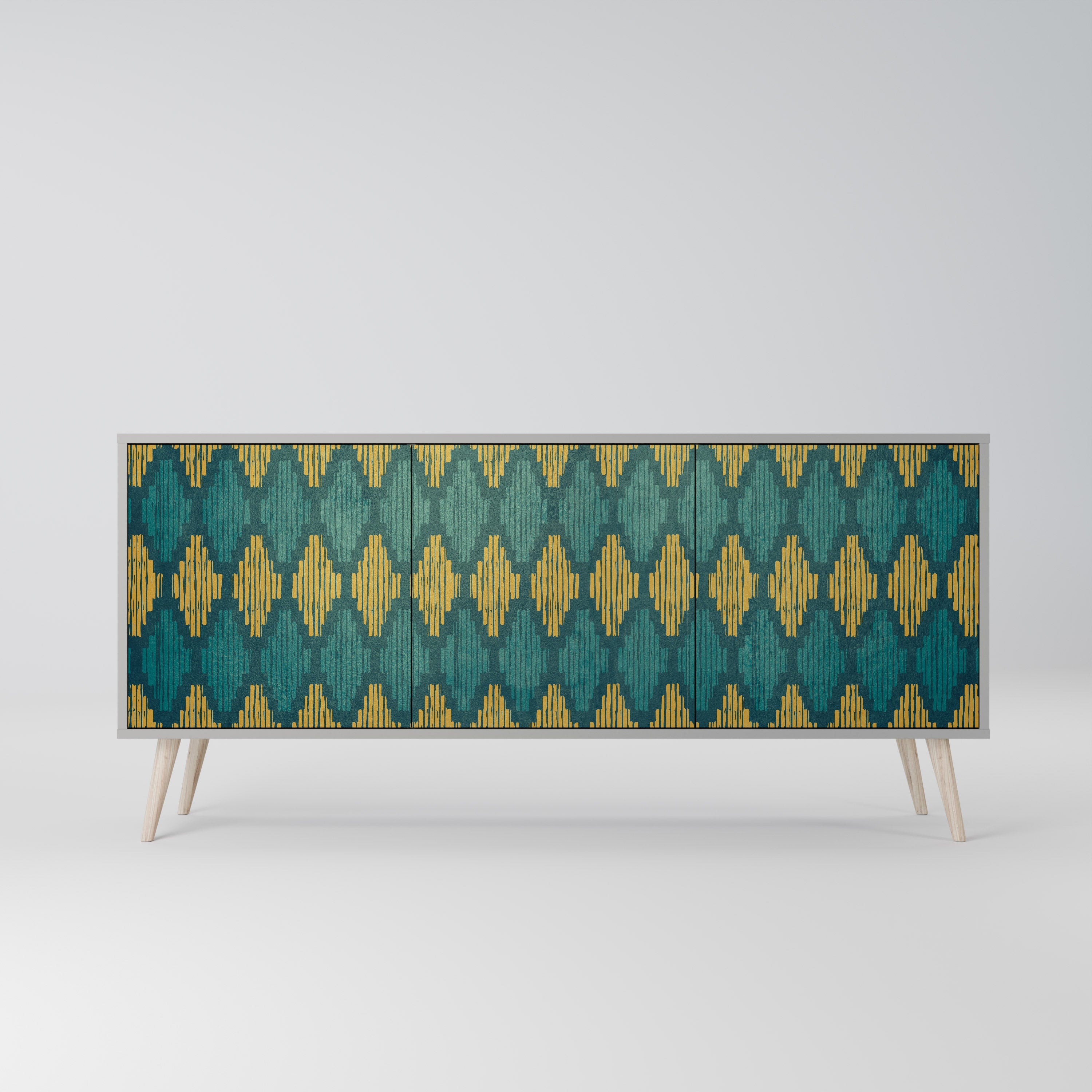 POLYGONS Sideboard mit 3 Türen in grauer Ausführung