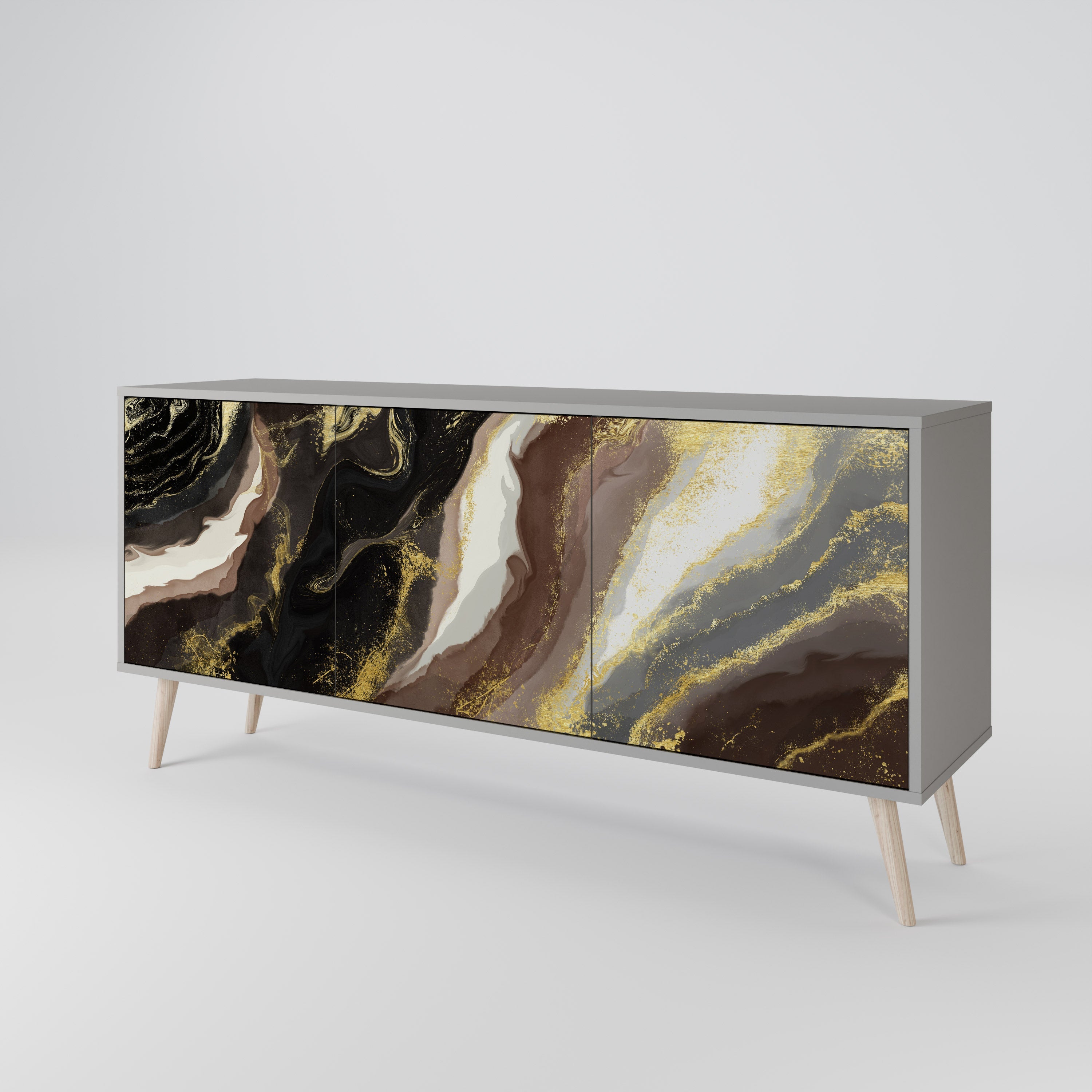 GOLD DUST 3-türiges Sideboard in grauem Finish