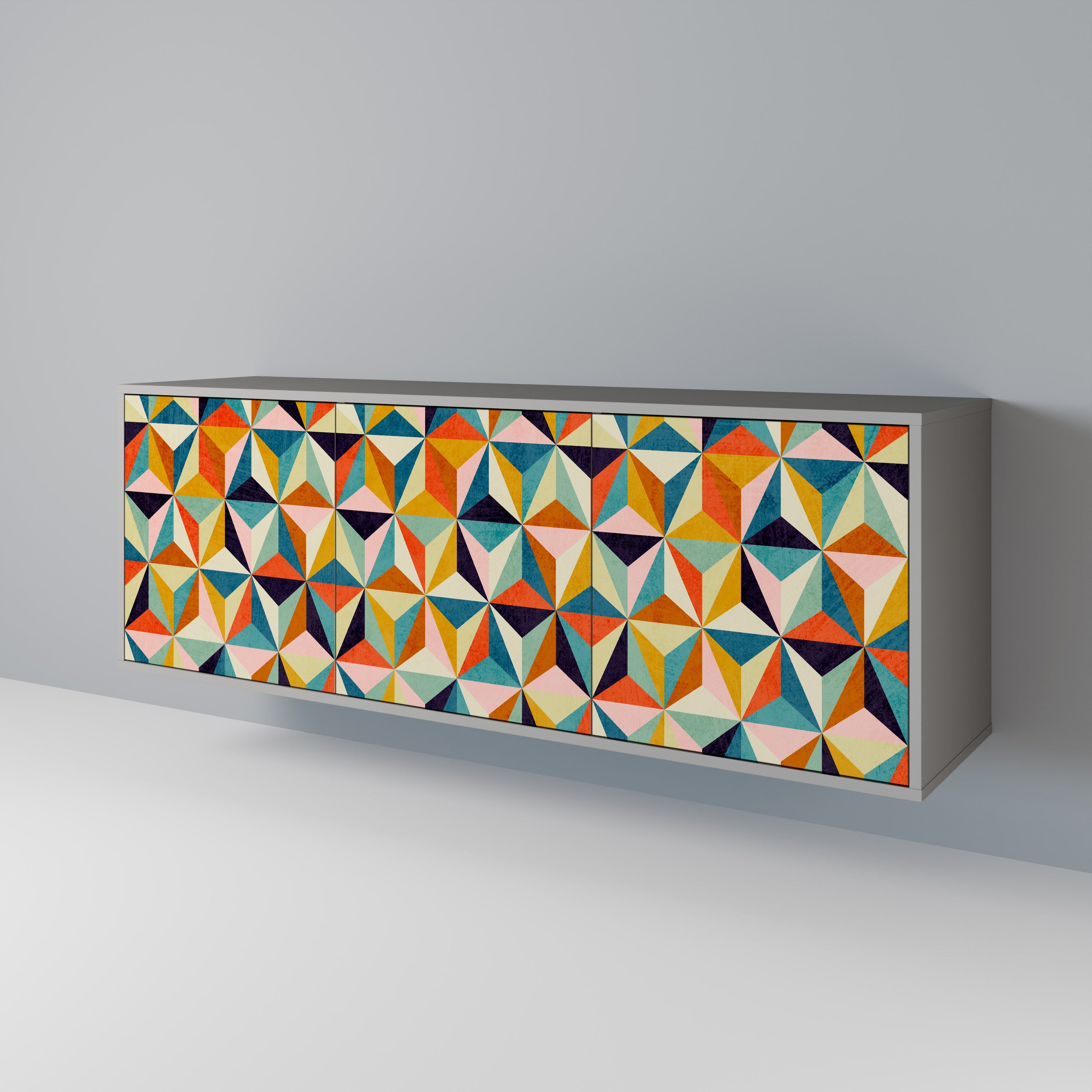 TESSELATE TREASURES Sideboard mit 3 Türen in grauem Finish