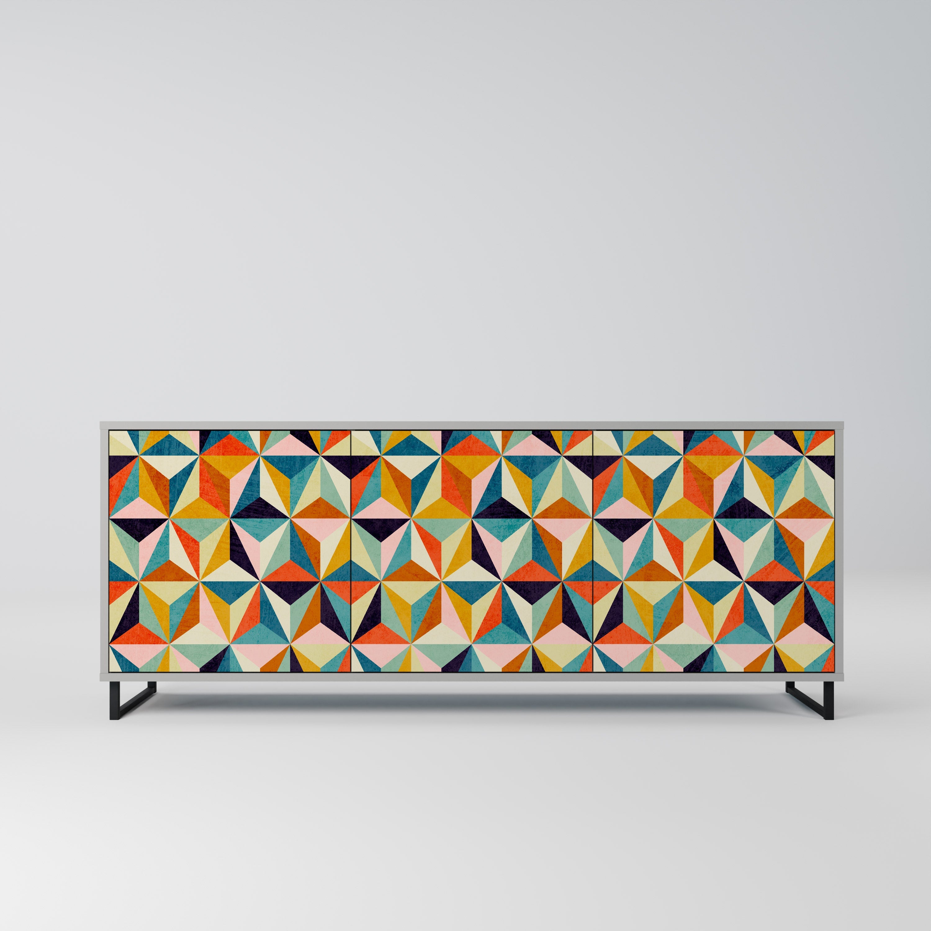 TESSELATE TREASURES Sideboard mit 3 Türen in grauem Finish