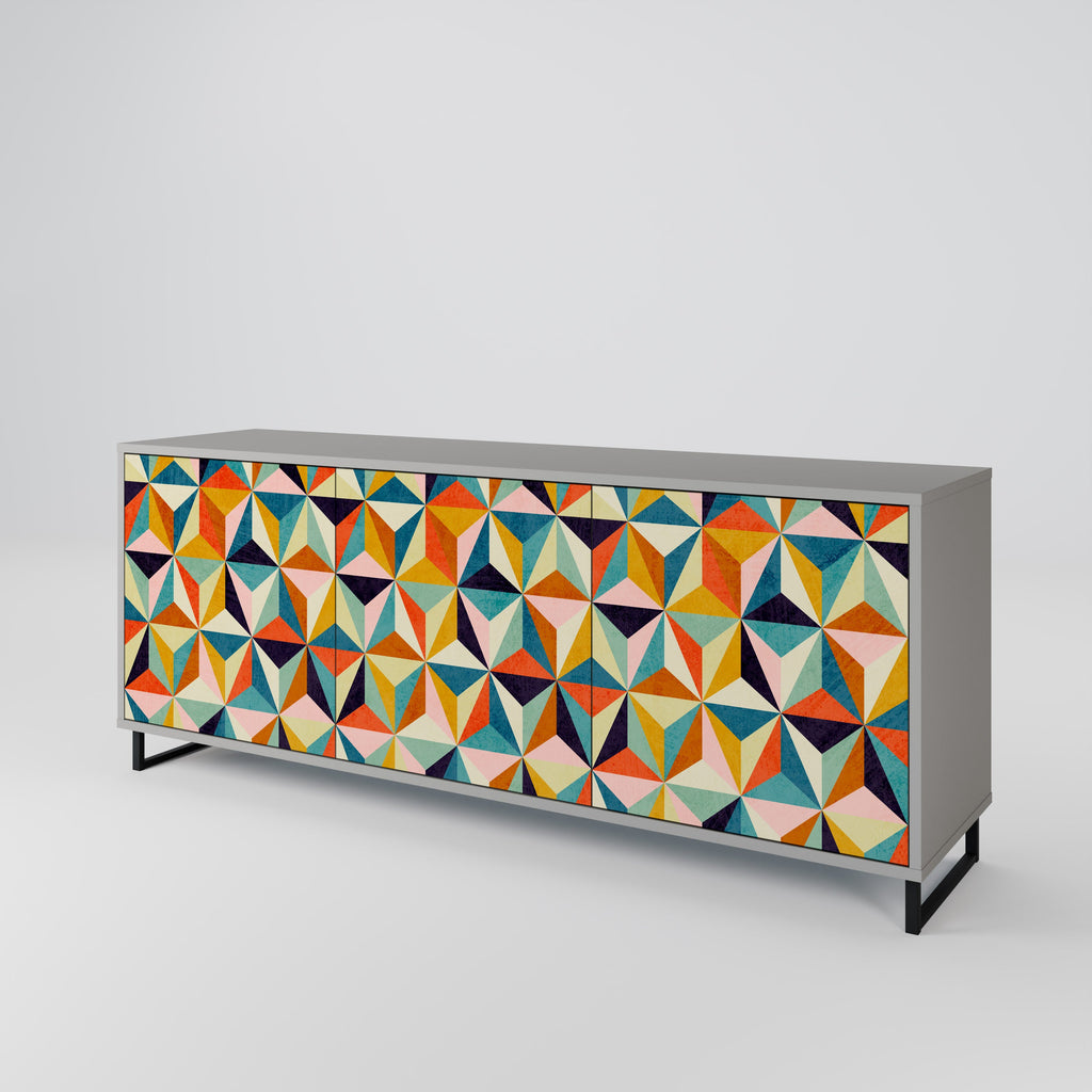 TESSELATE TREASURES Sideboard mit 3 Türen in grauem Finish