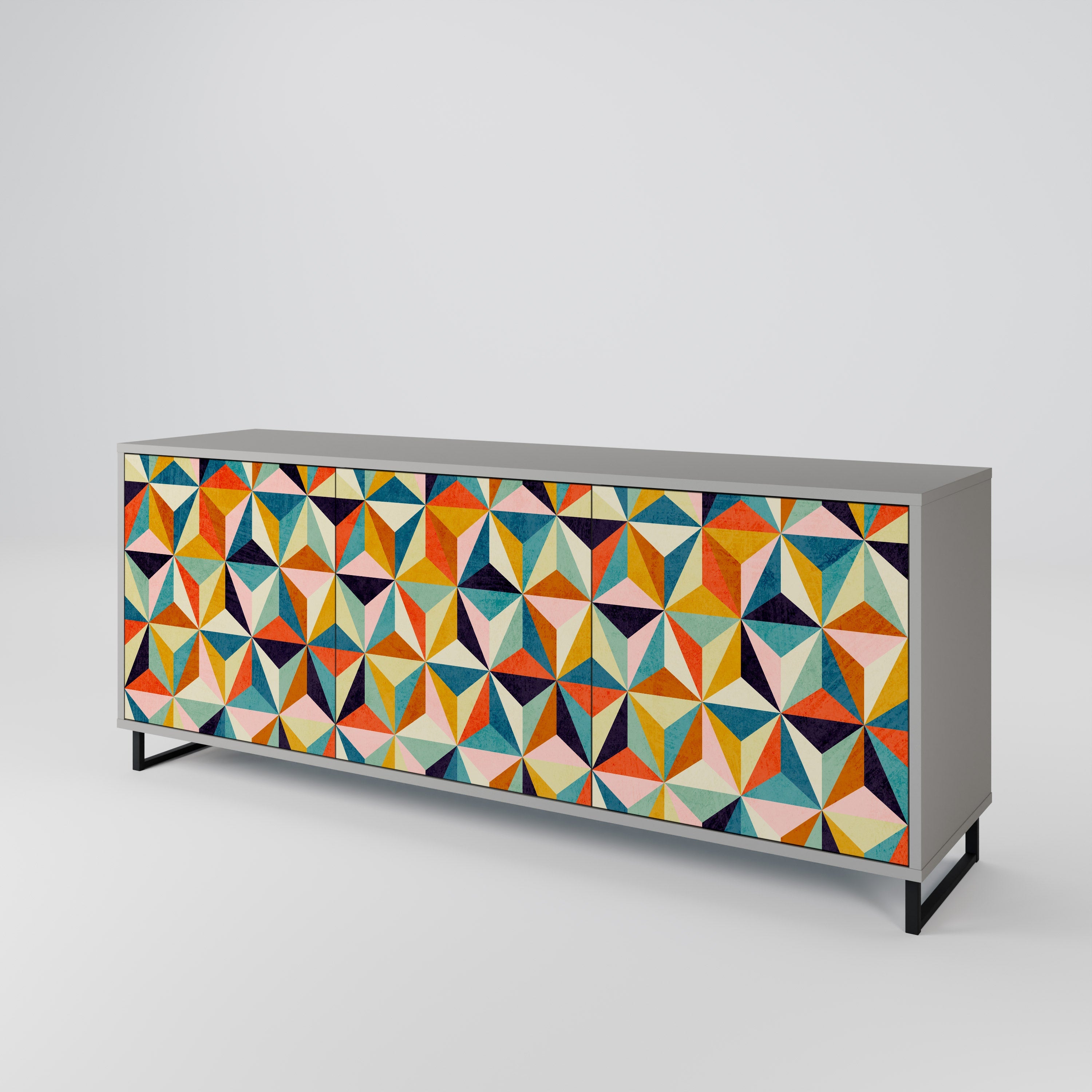 TESSELATE TREASURES Sideboard mit 3 Türen in grauem Finish
