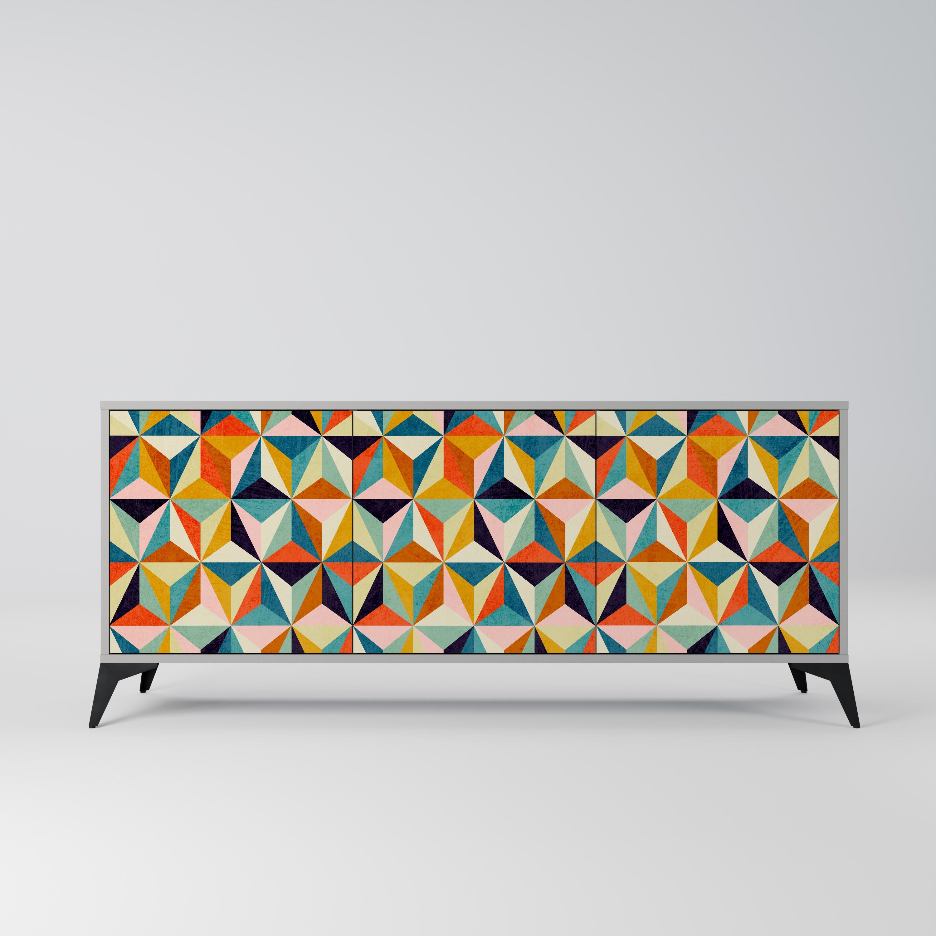 TESSELATE TREASURES Sideboard mit 3 Türen in grauem Finish