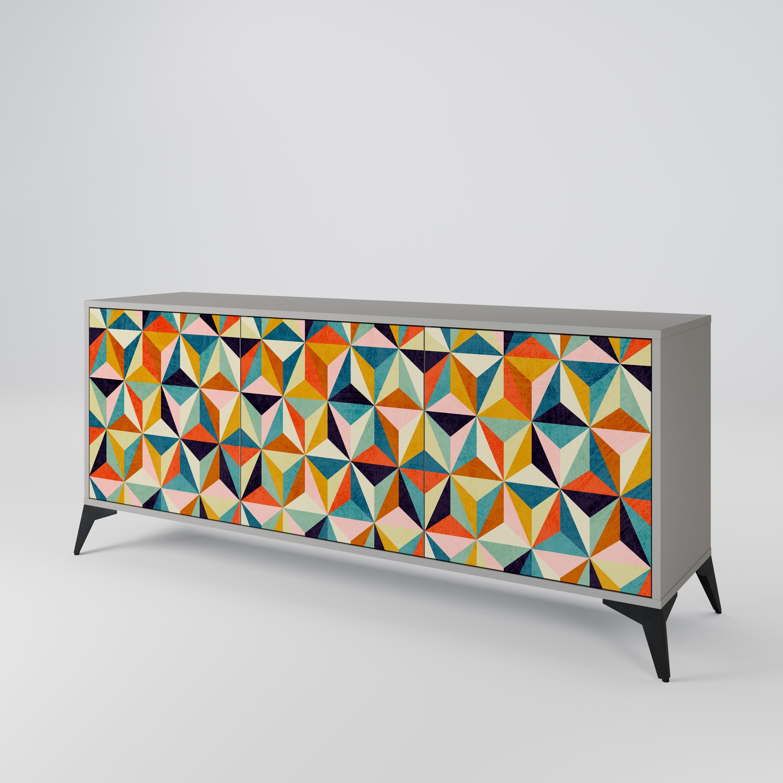 TESSELATE TREASURES Sideboard mit 3 Türen in grauem Finish