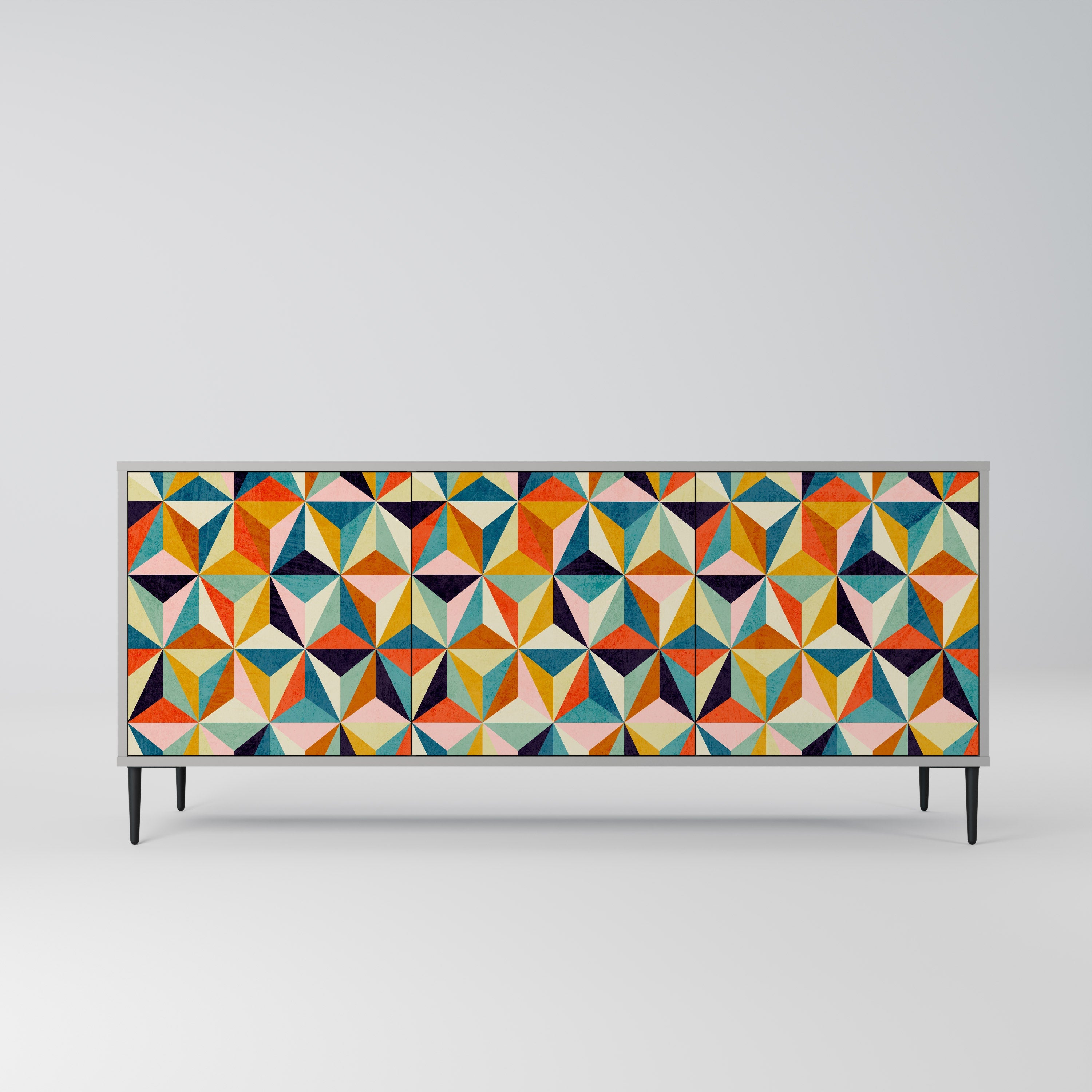 TESSELATE TREASURES Sideboard mit 3 Türen in grauem Finish