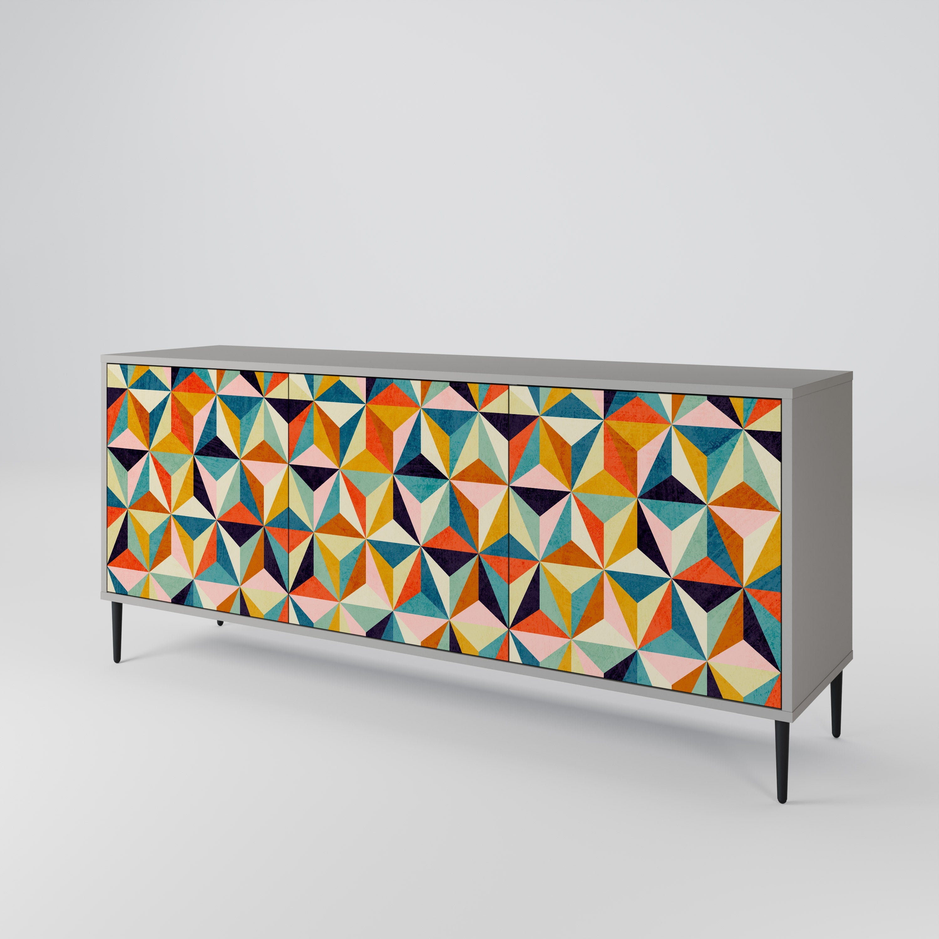 TESSELATE TREASURES Sideboard mit 3 Türen in grauem Finish