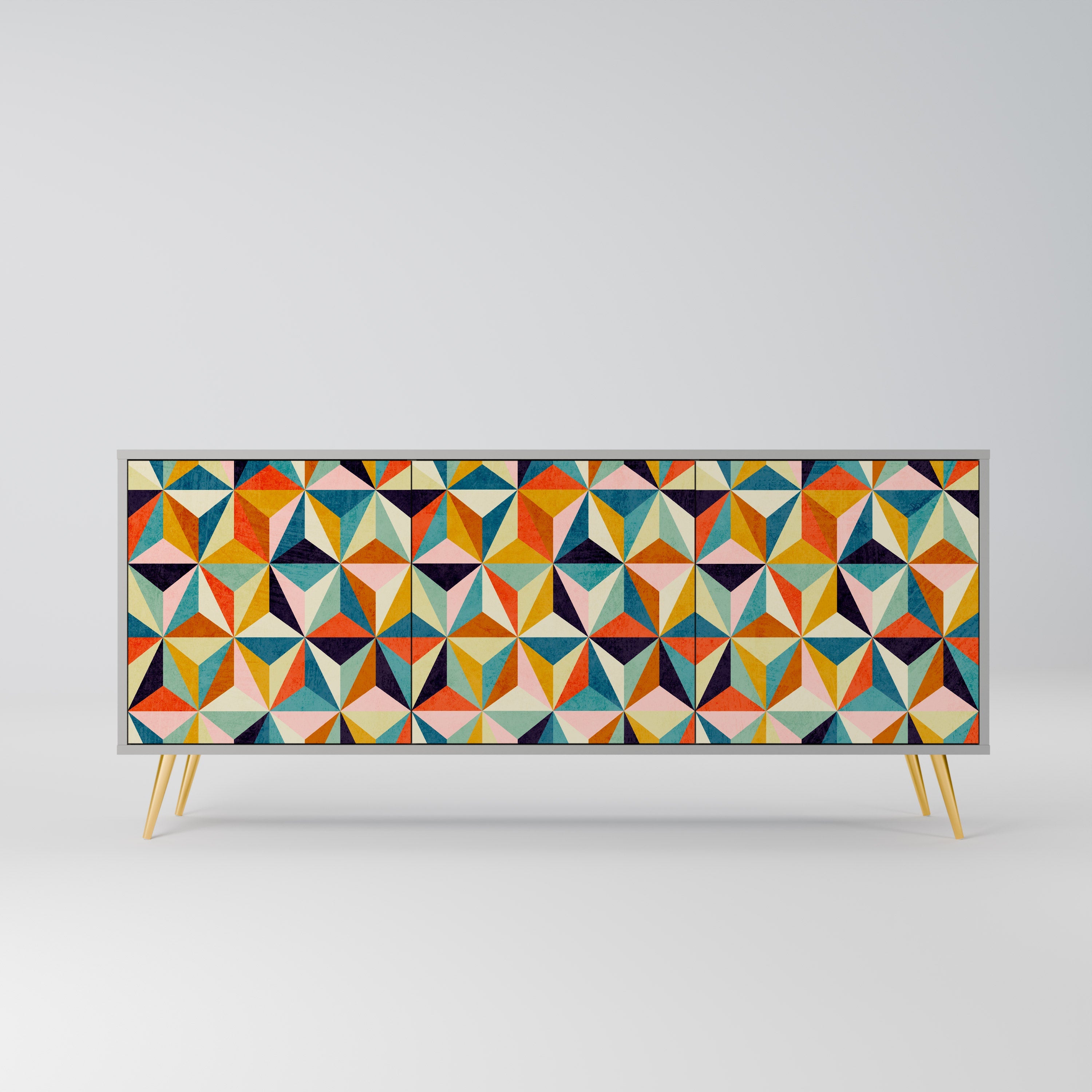 TESSELATE TREASURES Sideboard mit 3 Türen in grauem Finish